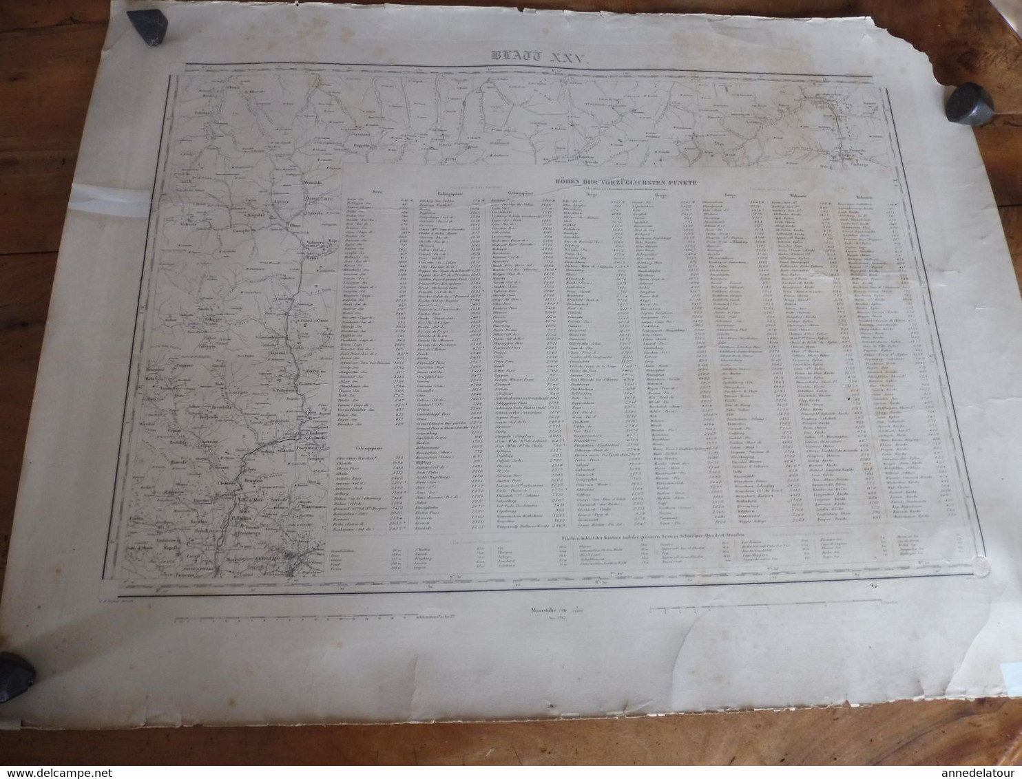 1862 Grande Carte Ancienne SCHWEIZ  N° 25 - HÖHEN DER VORZÜGLICHSTEN PUNKTE -EIDGENÖSSISHES MILITAIR ARCHIV  Par Dufour - Topographische Karten