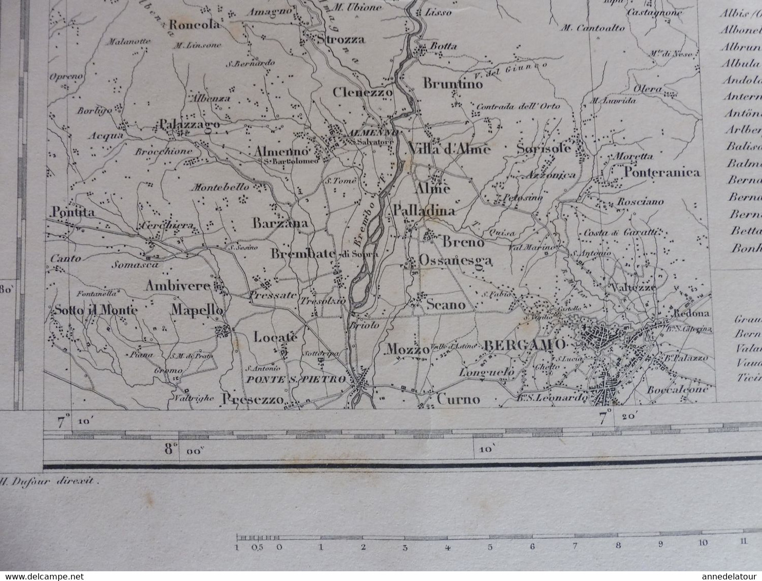 1862 Grande carte ancienne SCHWEIZ  N° 25 - HÖHEN DER VORZÜGLICHSTEN PUNKTE -EIDGENÖSSISHES MILITAIR ARCHIV  par Dufour