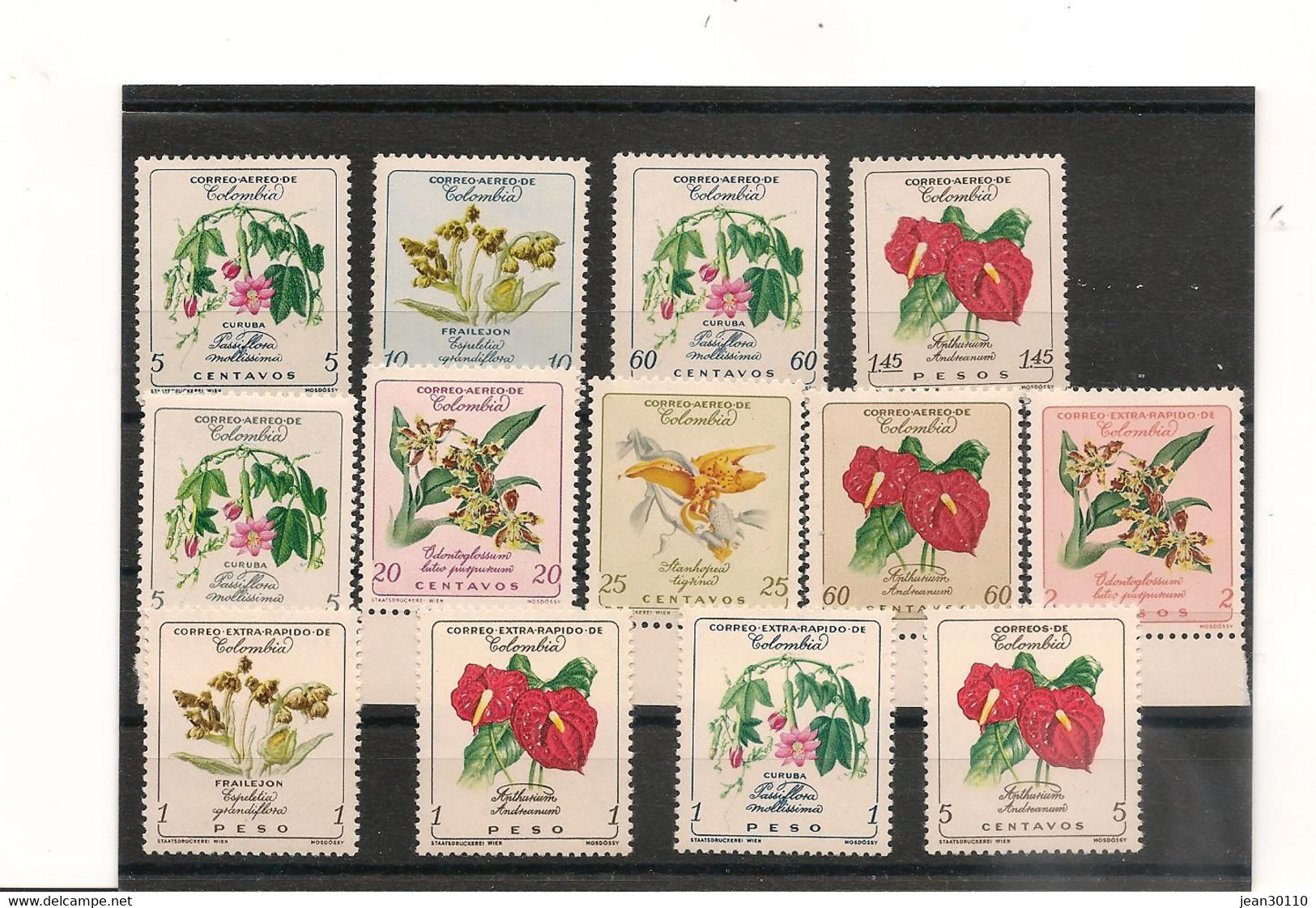 COLOMBIE 1960/62 LOT DE TIMBRES**  THÈME FLEURS Côte : 26,00 € - Colombia