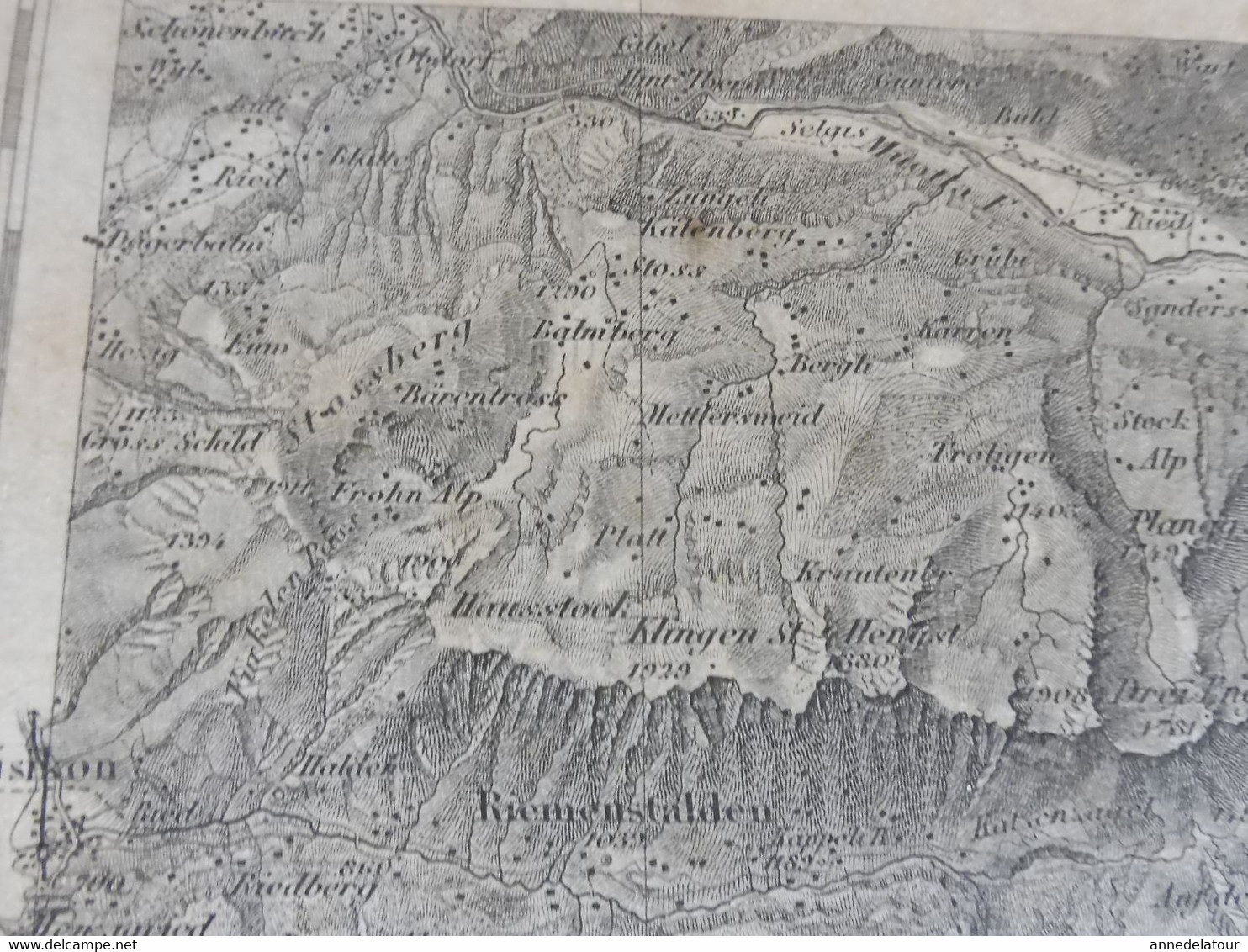 1859 Grande carte ancienne SCHWEIZ  N° 14 (Altdorf, Chur ) - EIDGENÖSSISHES MILITAIR ARCHIV  par G. H. Dufour