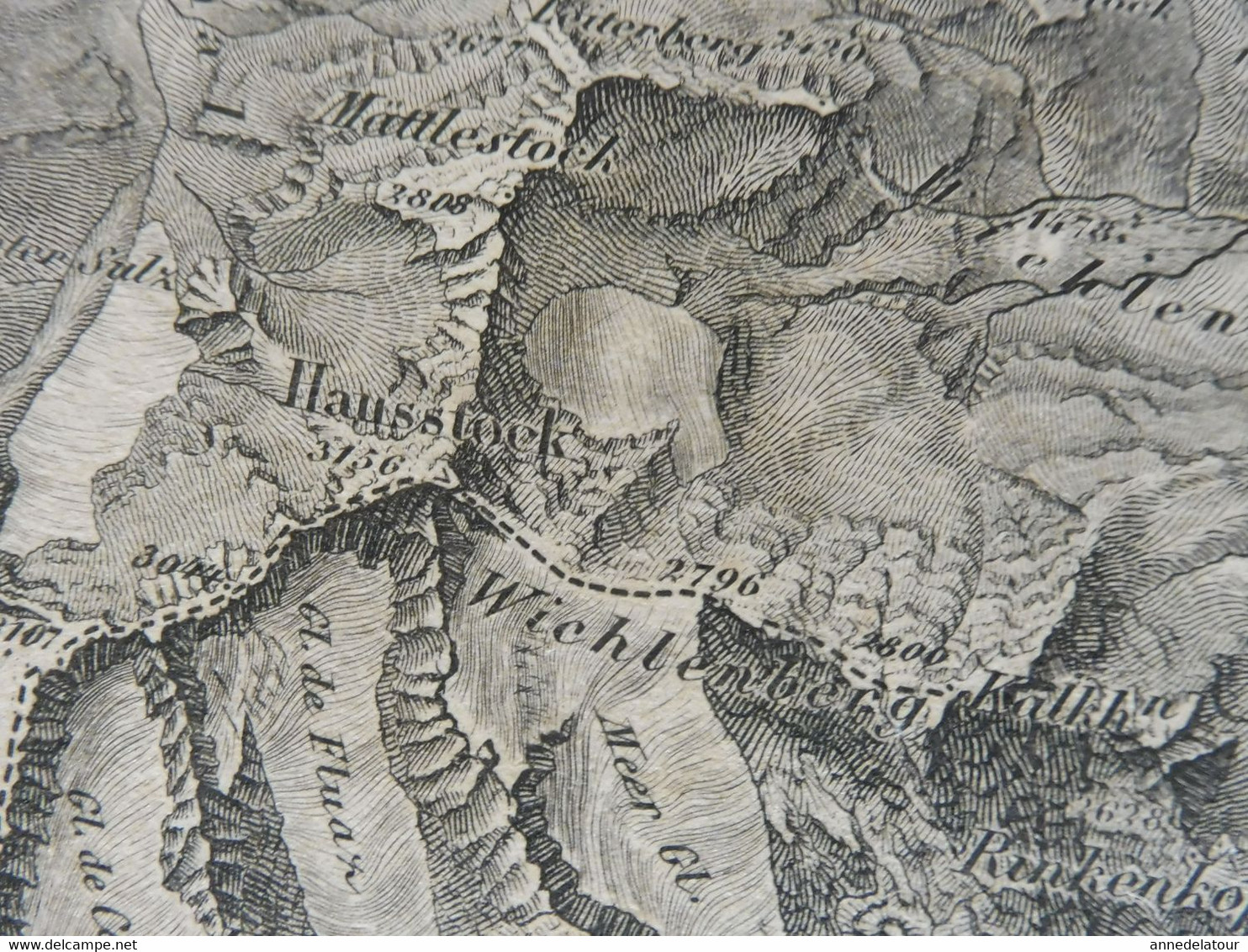 1859 Grande carte ancienne SCHWEIZ  N° 14 (Altdorf, Chur ) - EIDGENÖSSISHES MILITAIR ARCHIV  par G. H. Dufour