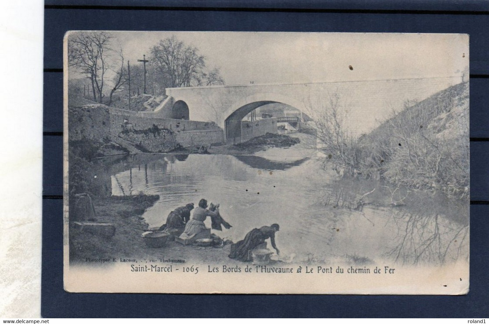 Marseille - Saint-Marcel - Les Bords De L'huveaune Et Le Pont Du Chemin De Fer.(bugadières).( édit. E.Lacour ). - Saint Marcel, La Barasse, Saint Menet