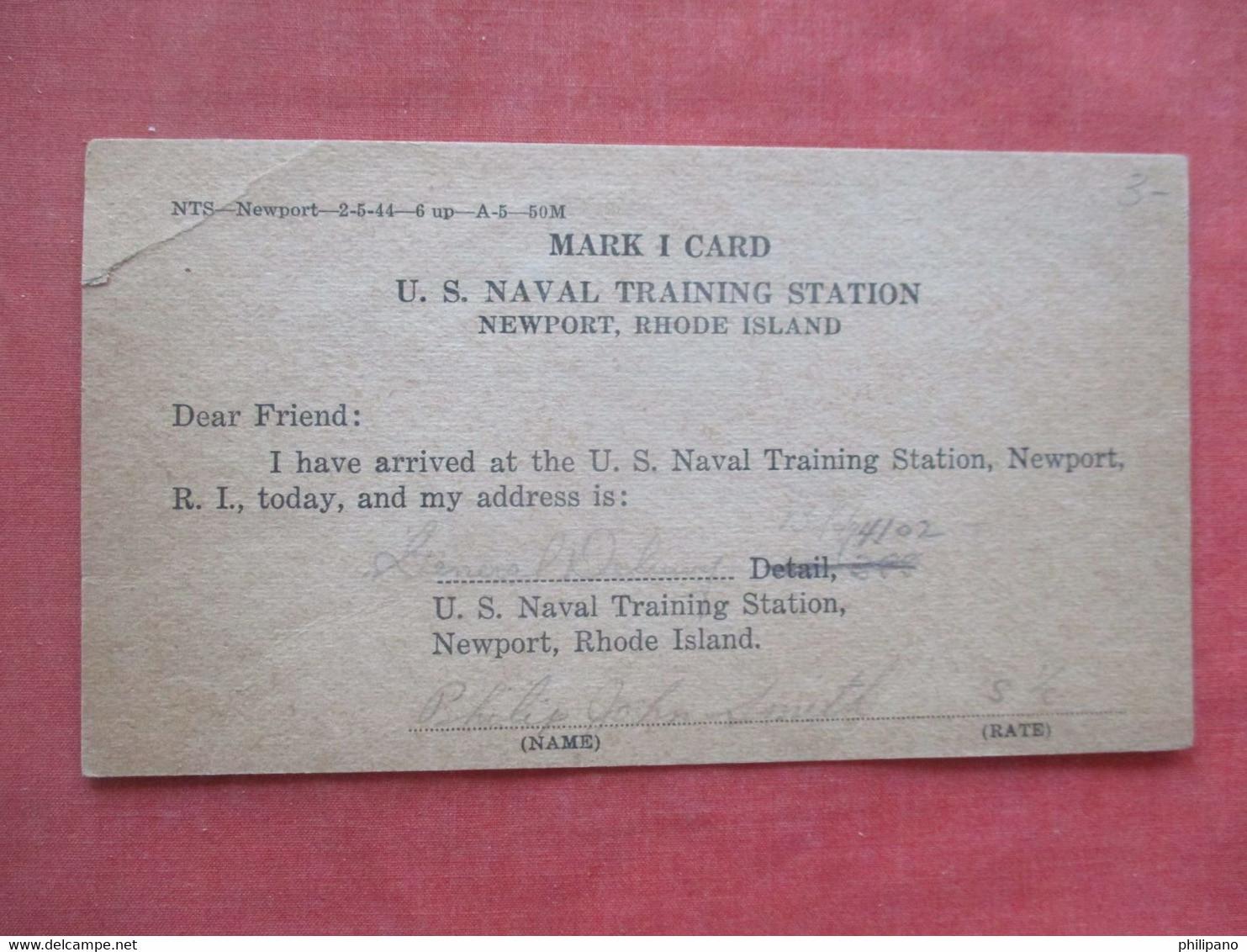 Mark I Card     US Naval Training Station. Newport - Rhode Island  Ref 5927 - Newport