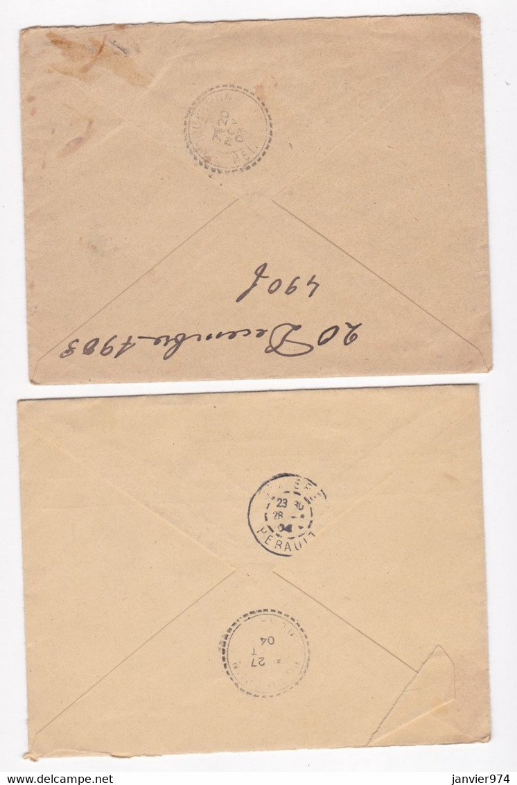 2 Enveloppes  1903 & 1904 ,Boulangerie  André GLEIZES Cazouls Les Béziers Hérault - Covers & Documents
