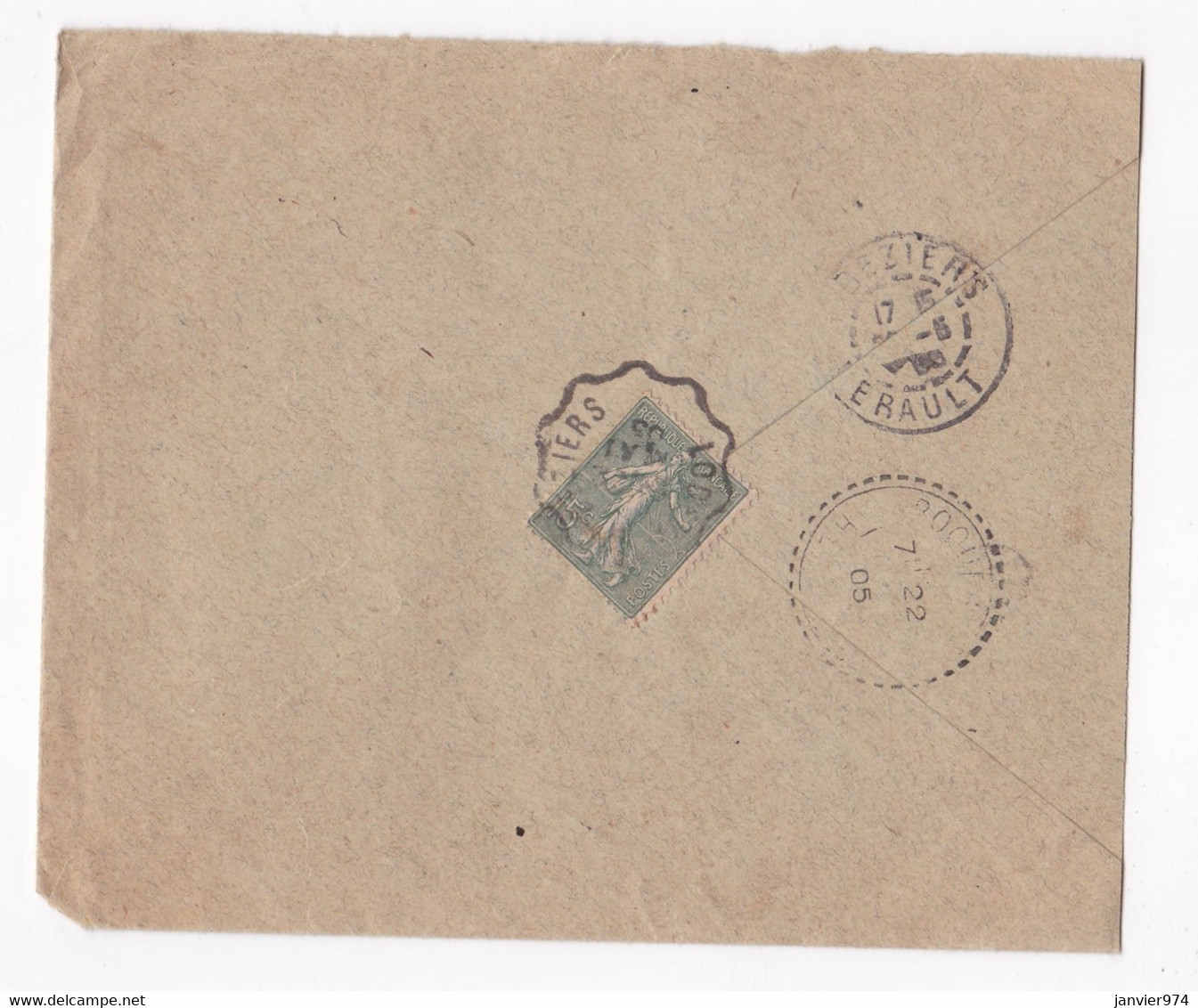 Enveloppe 1905 , AMÉDÉE CARRATIE  Bourrelier Et Propriétaire  , Sérignan  Hérault - Briefe U. Dokumente