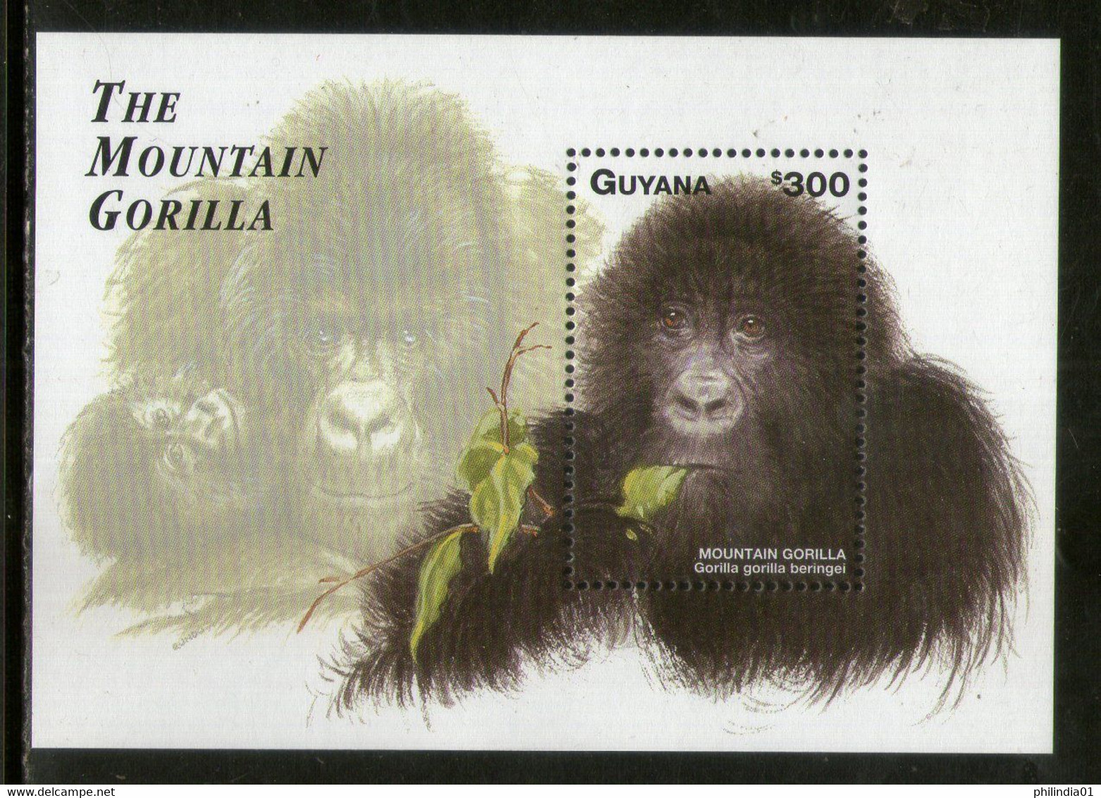 Guyana 1998 Mountain Gorilla Monkey Wildlife Animals Sc 3333 M/s MNH # 12958 - Gorilas