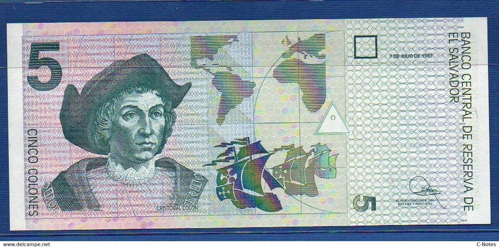 EL SALVADOR  - P.147a – 5 Colones 1997 UNC, Series L 11649110 - El Salvador