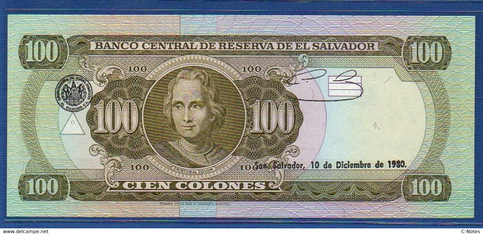 EL SALVADOR  - P.133 (2) – 100 Colones 1980 XF+/AU, Series SZ 7971393 - El Salvador