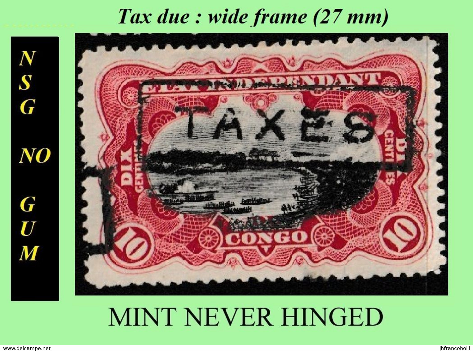 1908 ** CONGO FREE STATE / ETAT IND. CONGO  = EIC MNH/NSG TX02 (LARGE FRAME) RED RAPIDS NO GUM - Ungebraucht