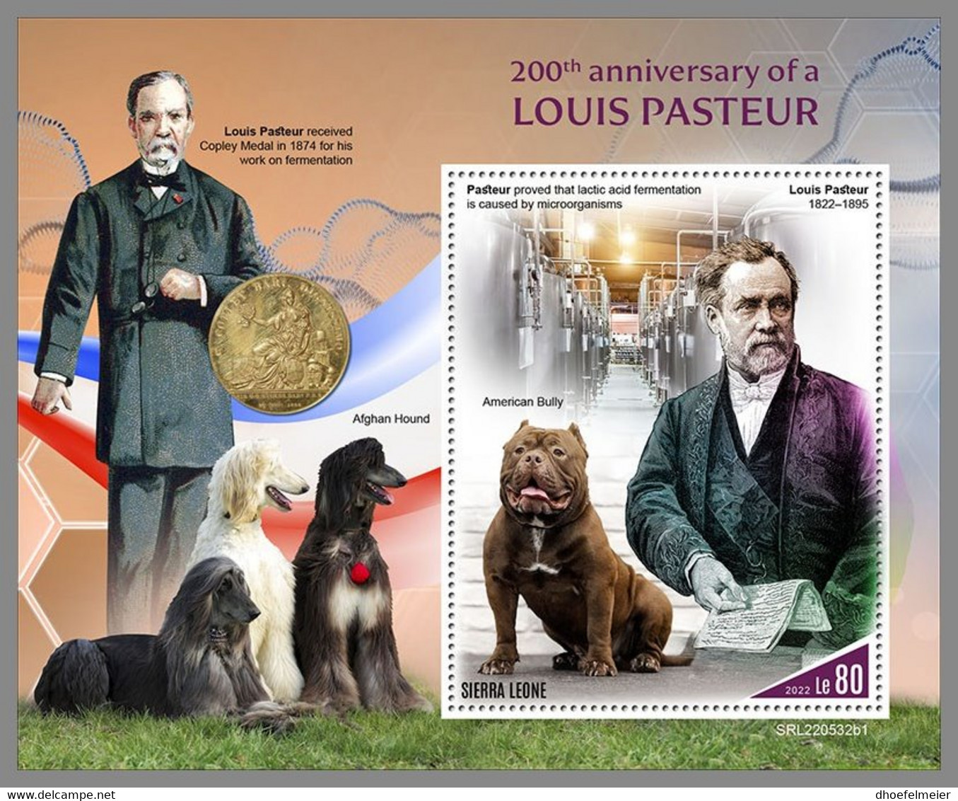 SIERRA LEONE 2022 MNH Louis Pasteur Dogs Hunde Chiens S/S I - OFFICIAL ISSUE - DHQ2306 - Louis Pasteur