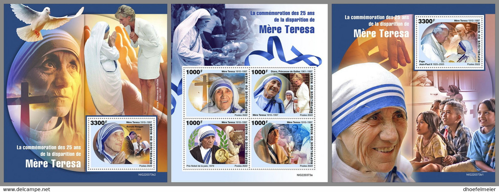 NIGER 2022 MNH Mother Teresa Mutter Teresa Mere Teresa M/S+2S/S - IMPERFORATED - DHQ2306 - Mother Teresa