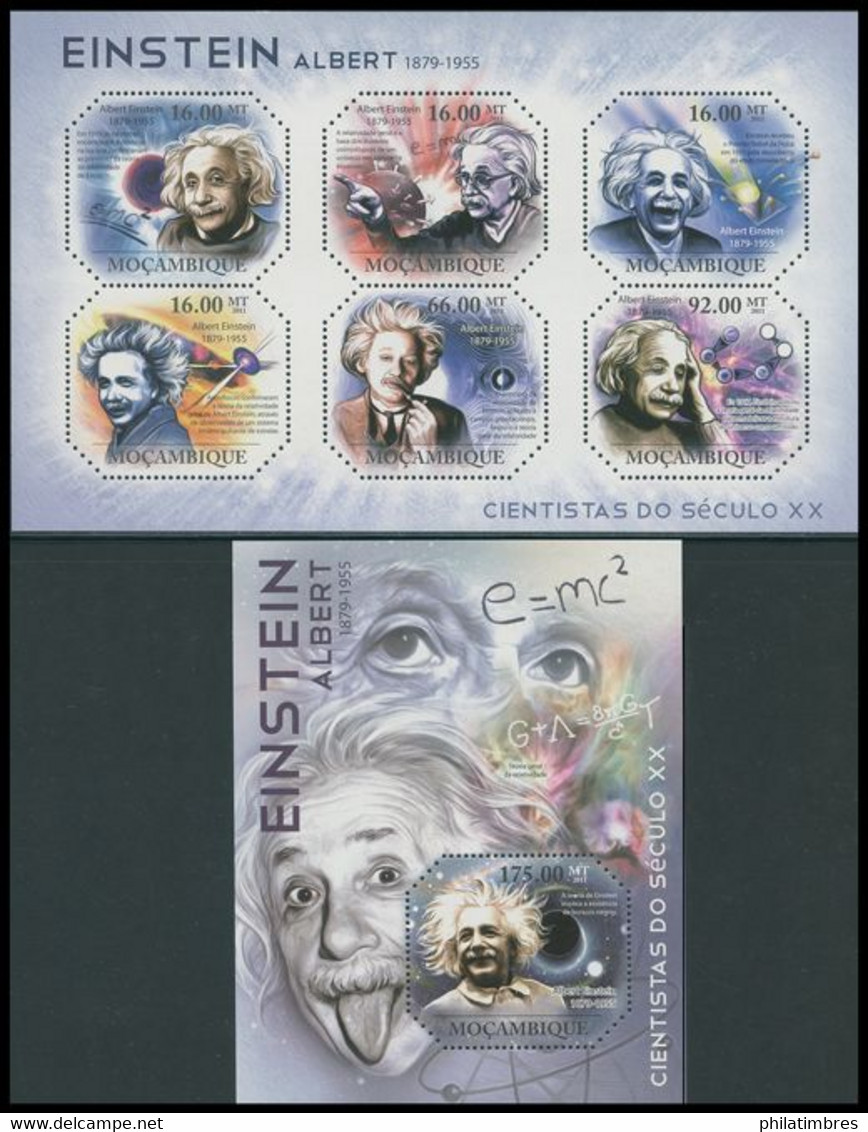 MOZAMBIQUE Année 2011 N° 3932 à 3937 + BF N° 424 Albert Einstein Prix Nobel De Physique En 1921 - Albert Einstein