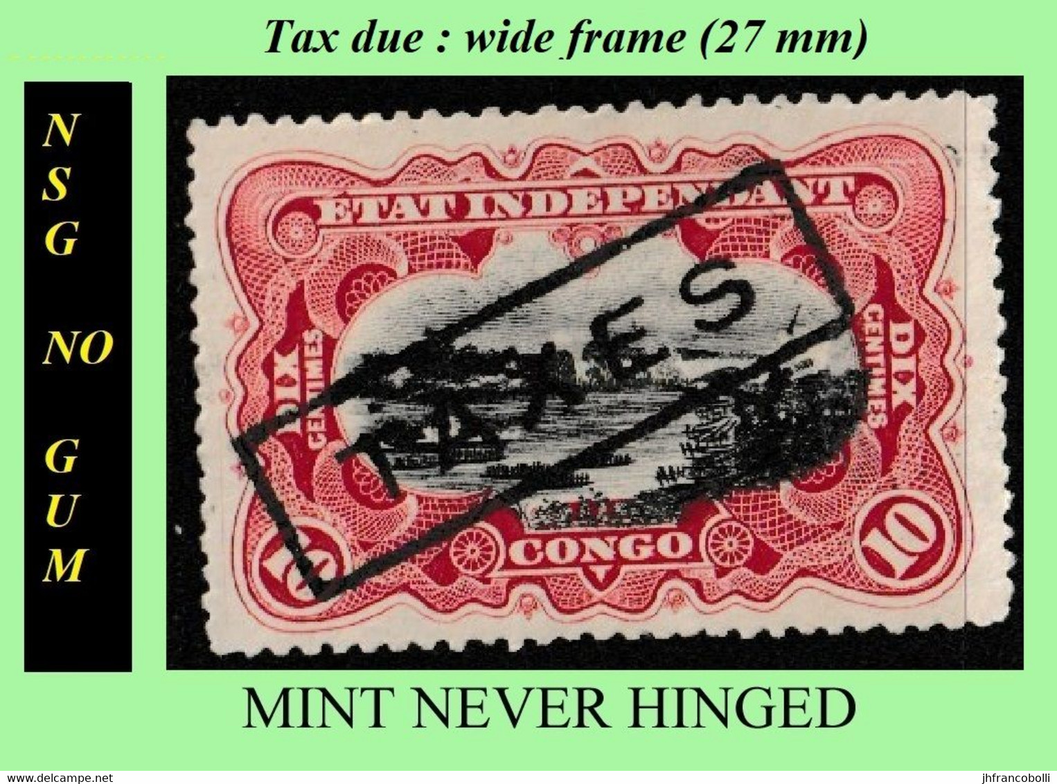 1908 ** CONGO FREE STATE / ETAT IND. CONGO  = EIC MNH/NSG TX02 (LARGE FRAME) RED RAPIDS NO GUM - Neufs