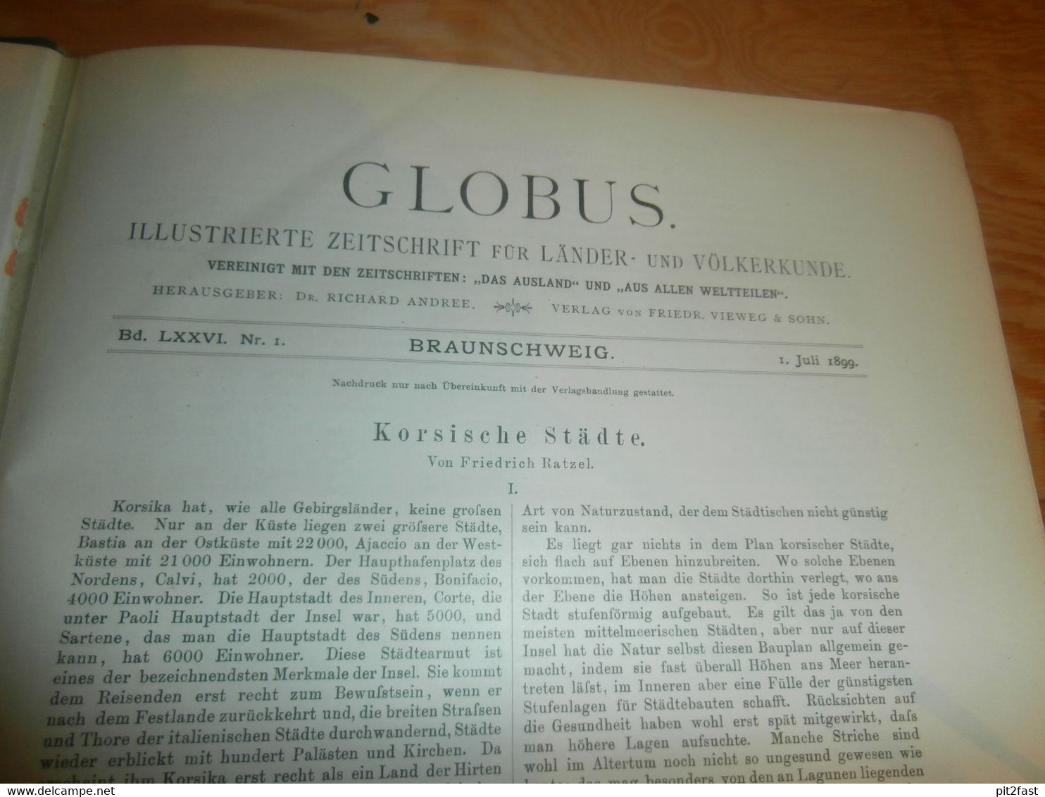 Völkerkunde Juli-Dezember 1899, Gebundene GLOBUS Zeitschriften , Expedition , Kolonie , Reise , Berichte , Etnologie  !! - 4. Neuzeit (1789-1914)