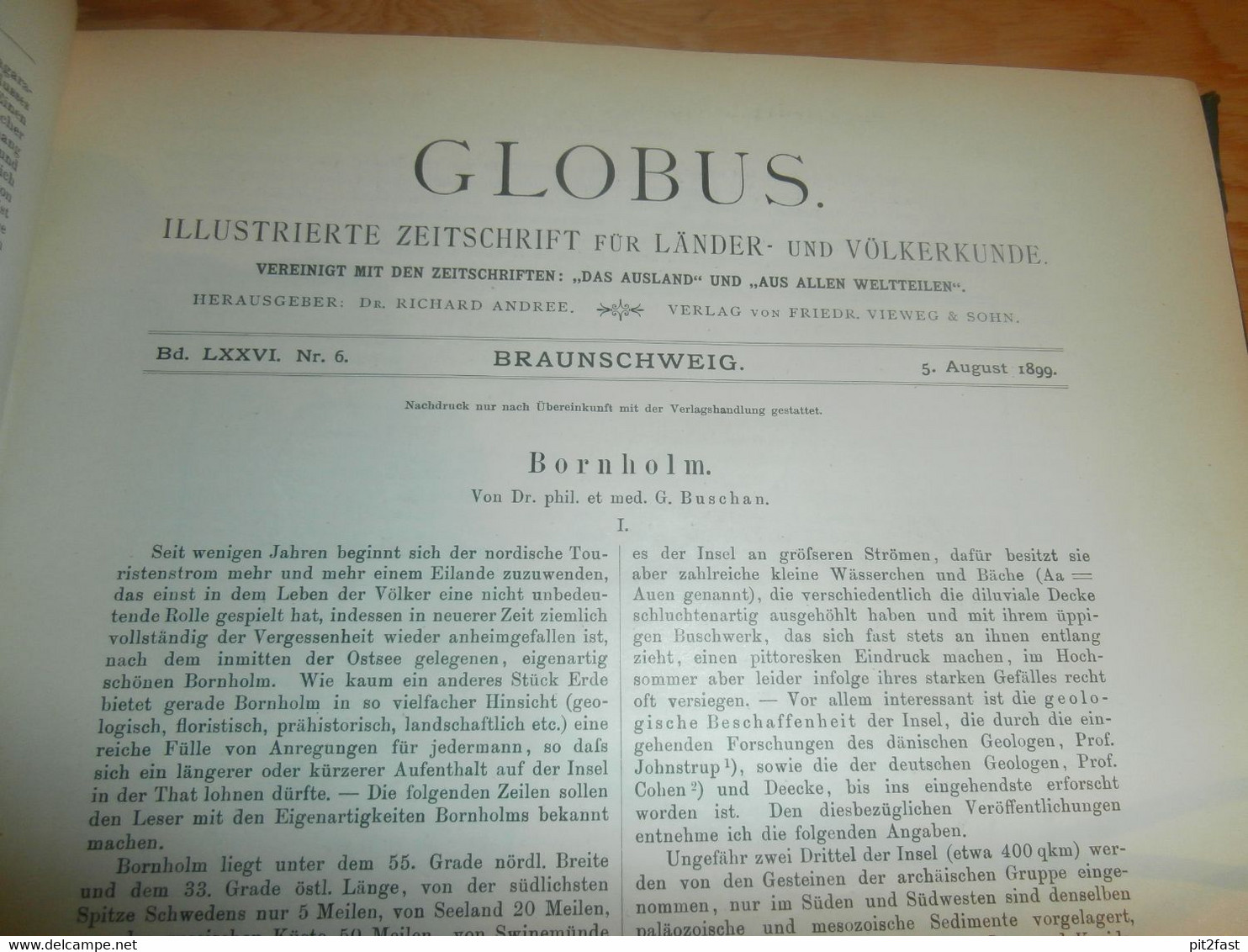 Völkerkunde Juli-Dezember 1899, gebundene GLOBUS Zeitschriften , Expedition , Kolonie , Reise , Berichte , Etnologie  !!