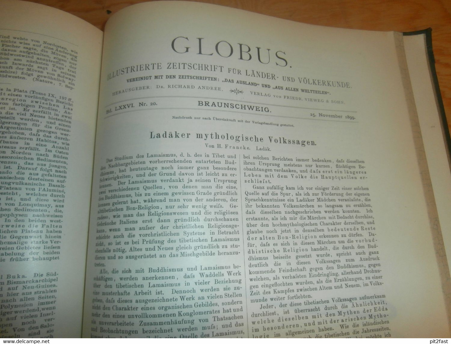 Völkerkunde Juli-Dezember 1899, gebundene GLOBUS Zeitschriften , Expedition , Kolonie , Reise , Berichte , Etnologie  !!