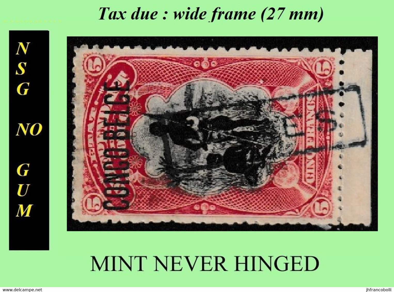 1909 ** CONGO FREE STATE / ETAT IND. CONGO  [5] EIC MNH/NSG TX15 (WIDE FRAME) RED WARRIORS NO GUM - Ungebraucht