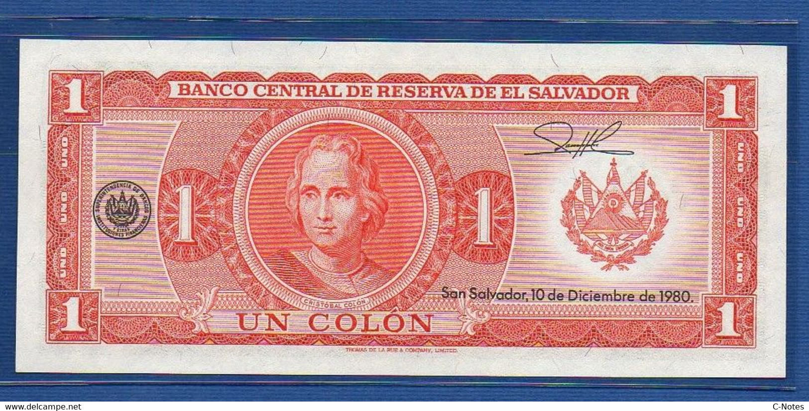 EL SALVADOR  - P.125b – 1 Colon 19/06/1980 UNC, Series ES 3033427 - Salvador