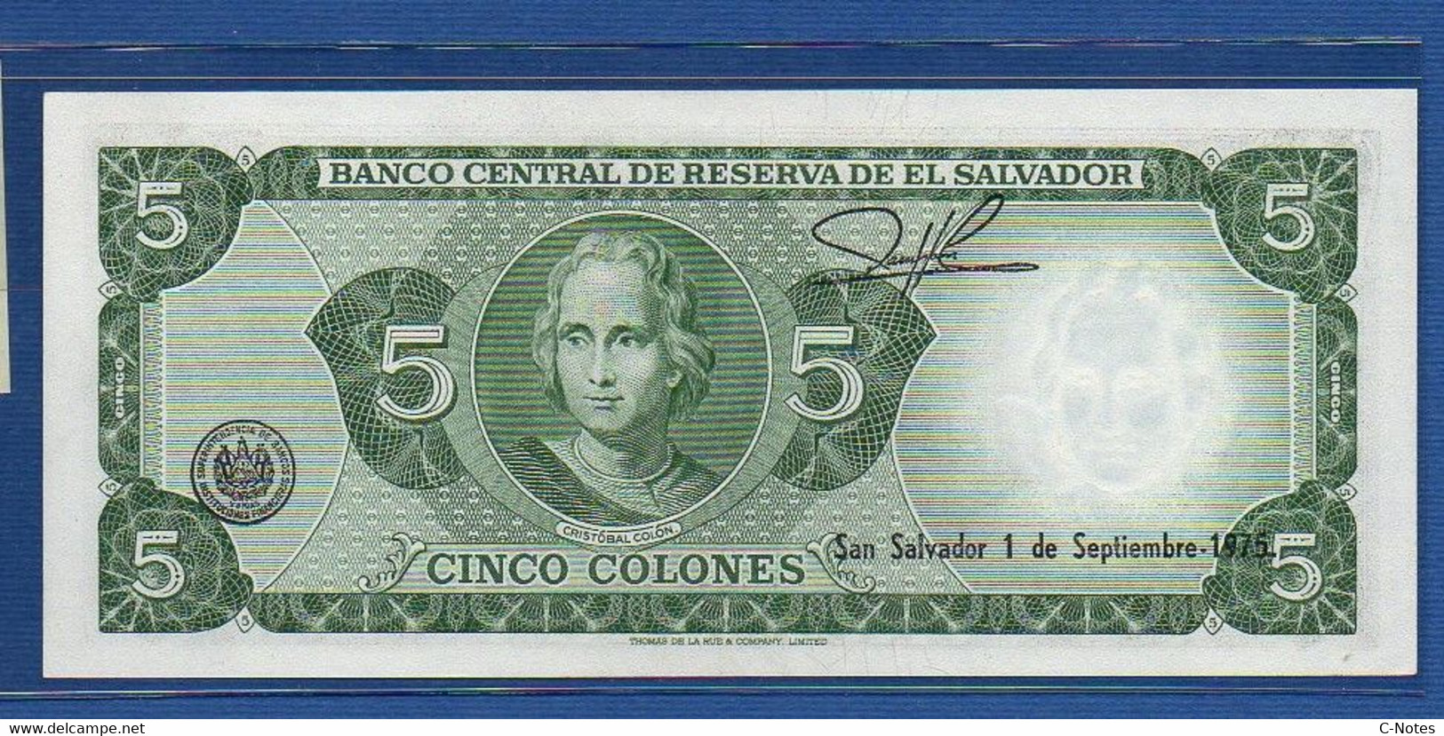 EL SALVADOR  - P.117a – 5 Colones 24/10/1972 XF/AUNC, Series VF 4939912 - El Salvador