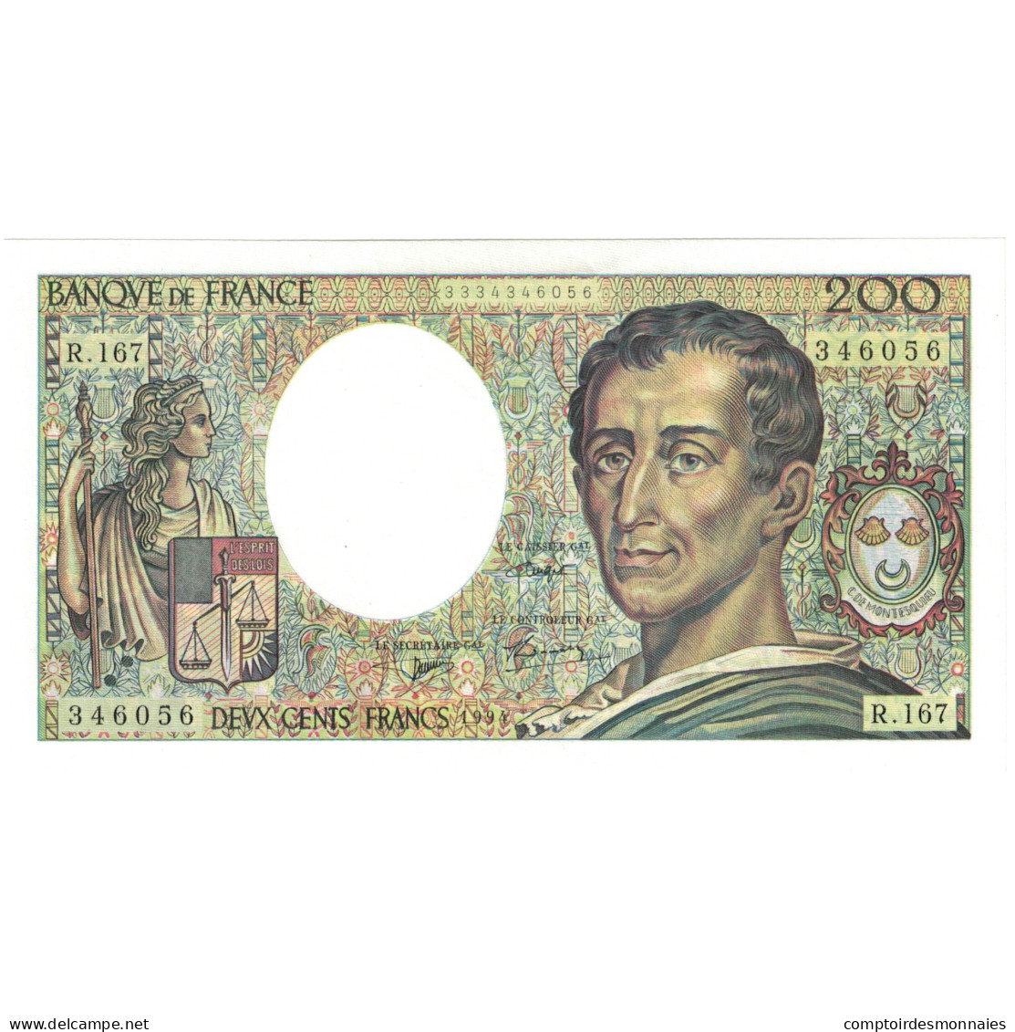 France, 200 Francs, Montesquieu, 1994, R.167 346056, SUP, Fayette:70/02.01 - 200 F 1981-1994 ''Montesquieu''