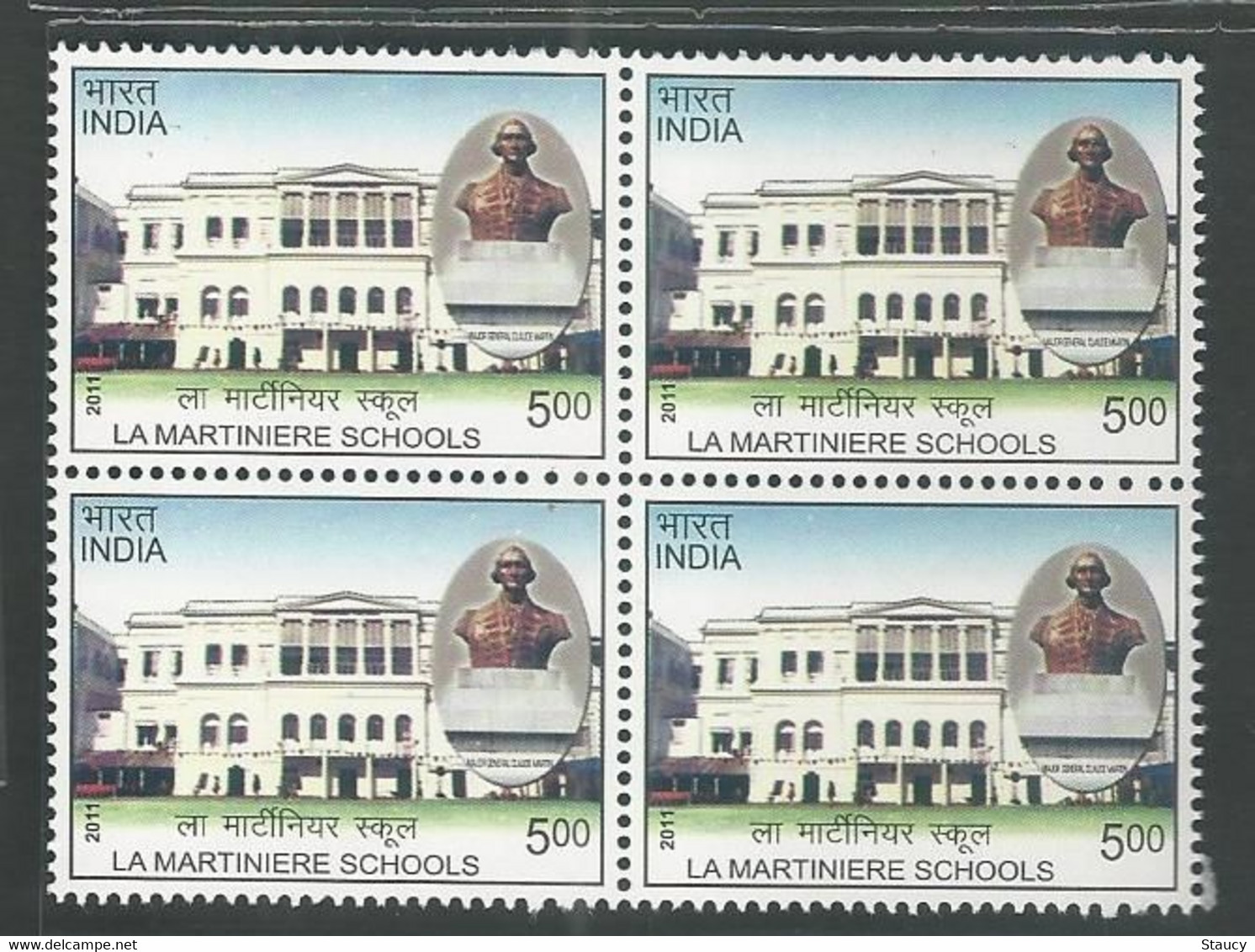 India 2011 La Martiniere School Kolkata & Claude Martin Bust Block Of 4 Stamps MNH, P.O Fresh & Fine - Autres & Non Classés