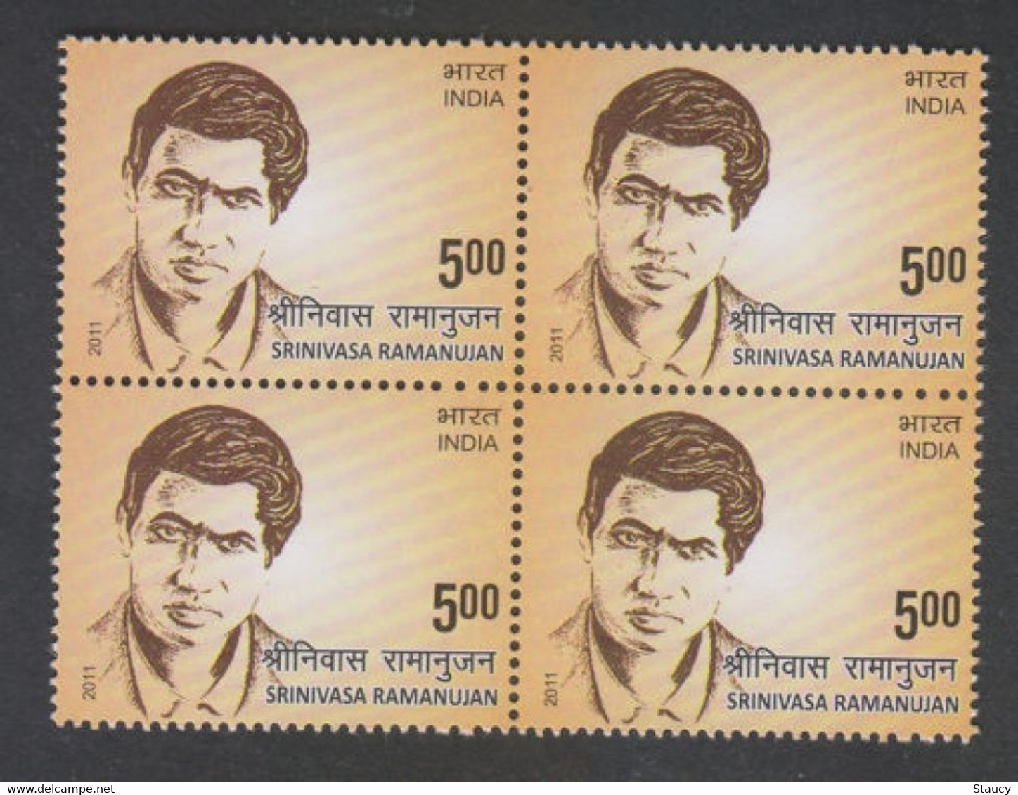 India 2011 Srinivasa Ramanujan Mathematics Mathematician Block Of 4 Stamps MNH, P.O Fresh & Fine - Autres & Non Classés