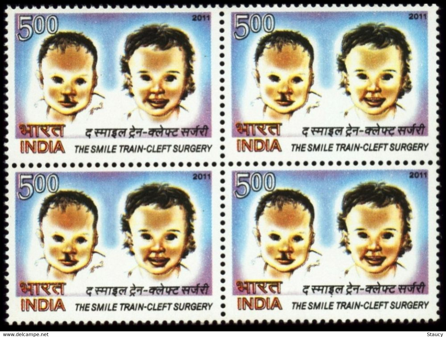India 2011 The Smile Train - Cleft Surgery Health Medicine Block Of 4 Stamps MNH, P.O Fresh & Fine - Altri & Non Classificati