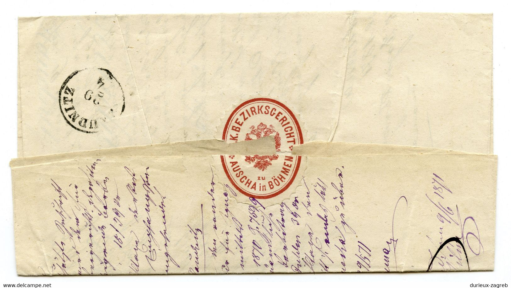 Ex Offo  Letter Cover Posted 187? Auscha (Úštěk) To Raudnitz (Roudnice Nad Labem) B230205 - ...-1918 Préphilatélie