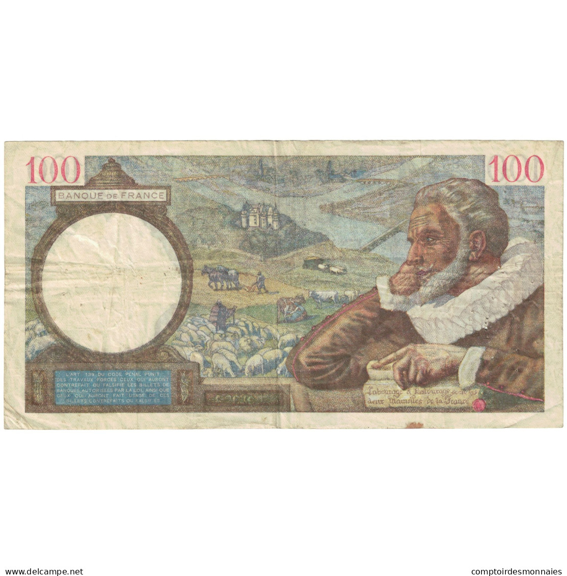 France, 100 Francs, Sully, 1941, O.15644, TB, Fayette:26.39, KM:94 - 100 F 1939-1942 ''Sully''