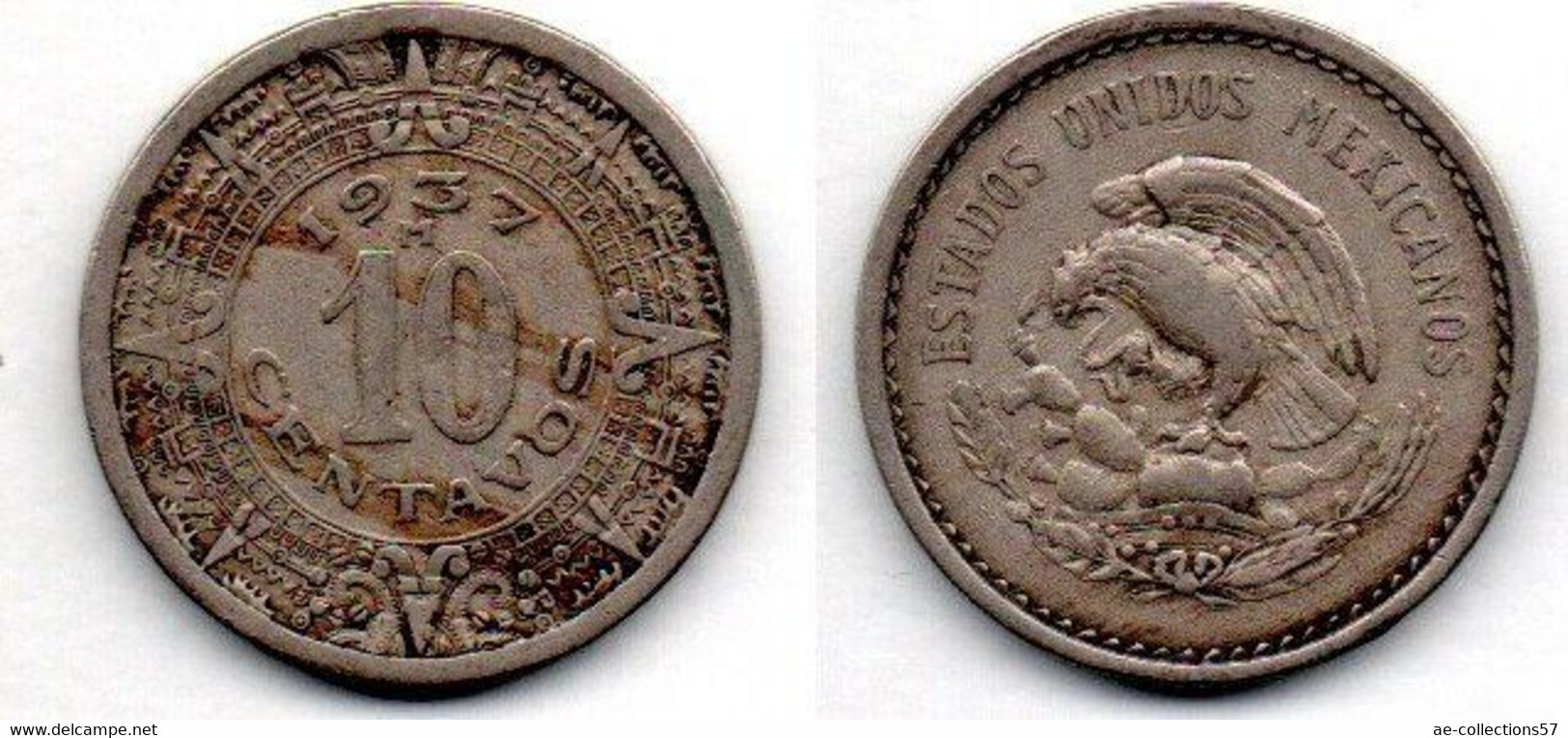 MA 19843 /  Mexique 10 Centavos 1937 TB+ - 50 Cents