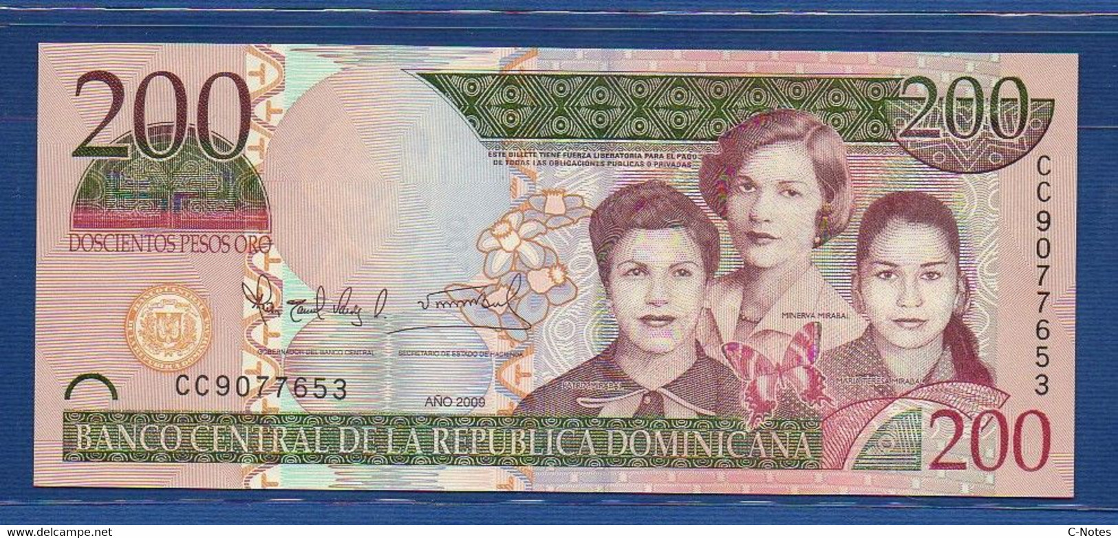 DOMINICAN REPUBLIC - P.178A – 200 Pesos Oro 2009 UNC, Serie CC 9077653 - Dominicana