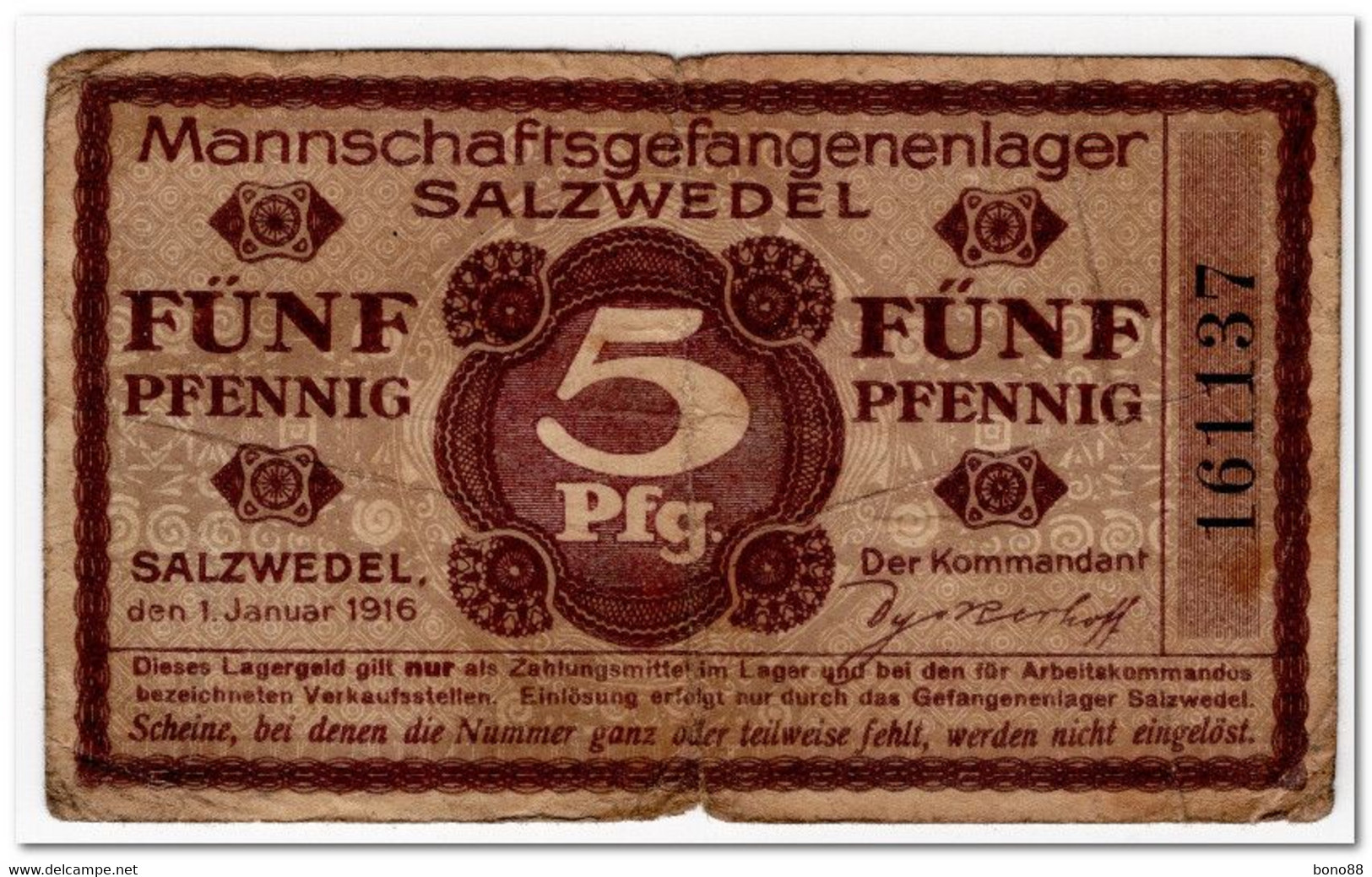 GERMANY,5 PFENNING,1916,WWI ,PRISIONER CAMP MONEY (2) - 1° Guerre Mondiale