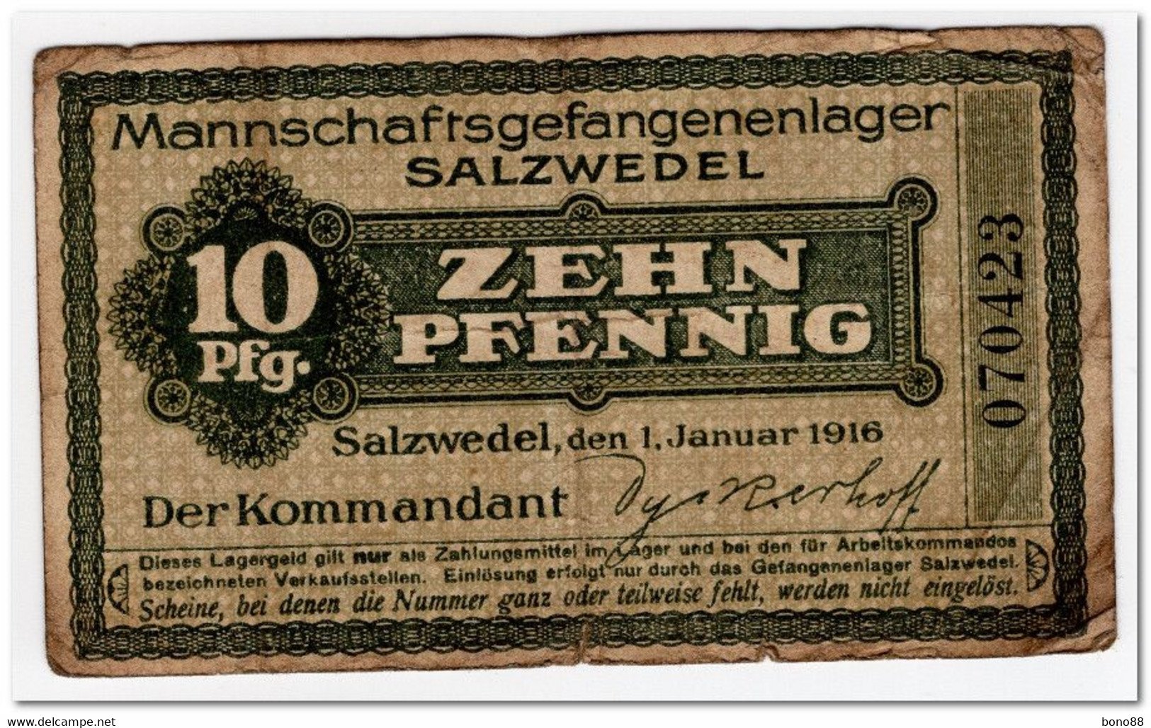 GERMANY,10 PFENNING,1916,WWI ,PRISIONER CAMP MONEY(2) - 1. WK