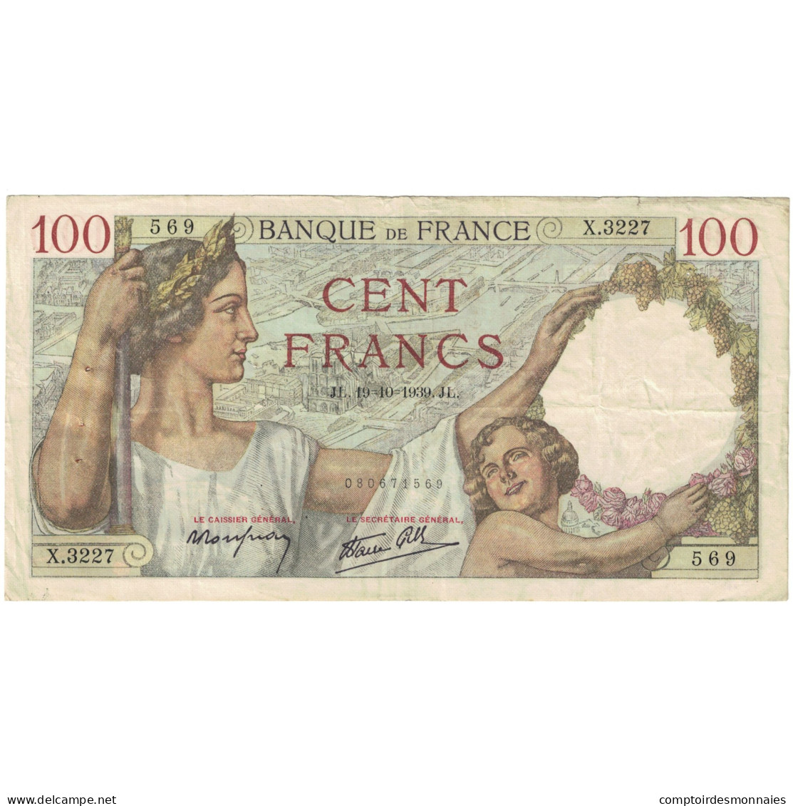 France, 100 Francs, Sully, 1939, X.3227, TTB, Fayette:26.11, KM:94 - 100 F 1939-1942 ''Sully''