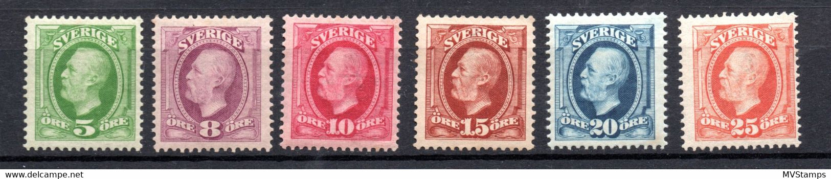 Schweden 1891 Freimarken 41/46 Konig Oskar II Luxus Ungebraucht/MLH - Ungebraucht