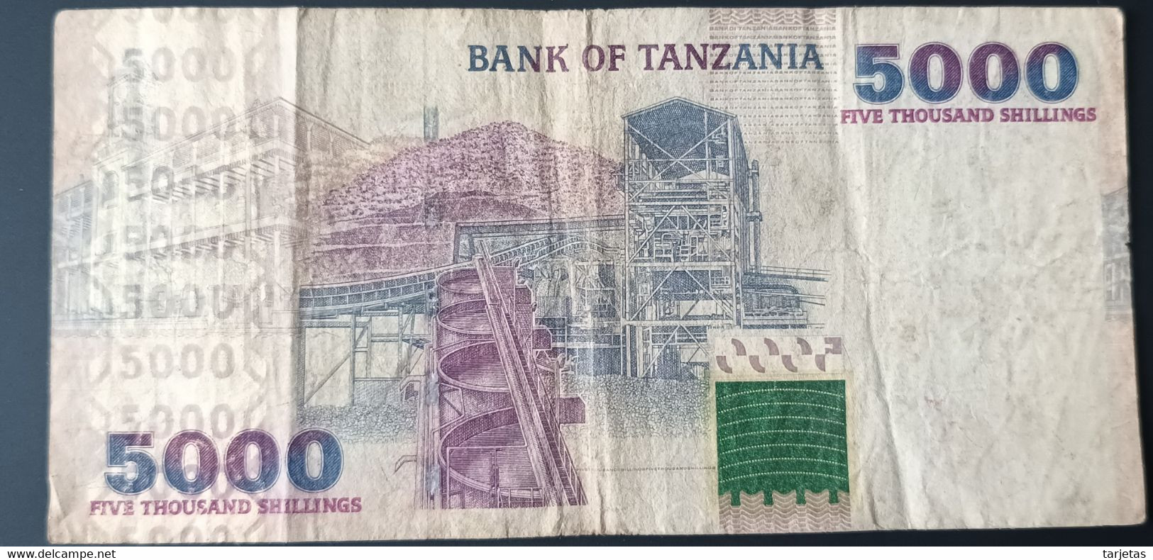 BILLETE DE TANZANIA DE 5000 SHILINGI DE UN RINOCERONTE DEL AÑO 2003 (BANKNOTE) RHINO - Tansania