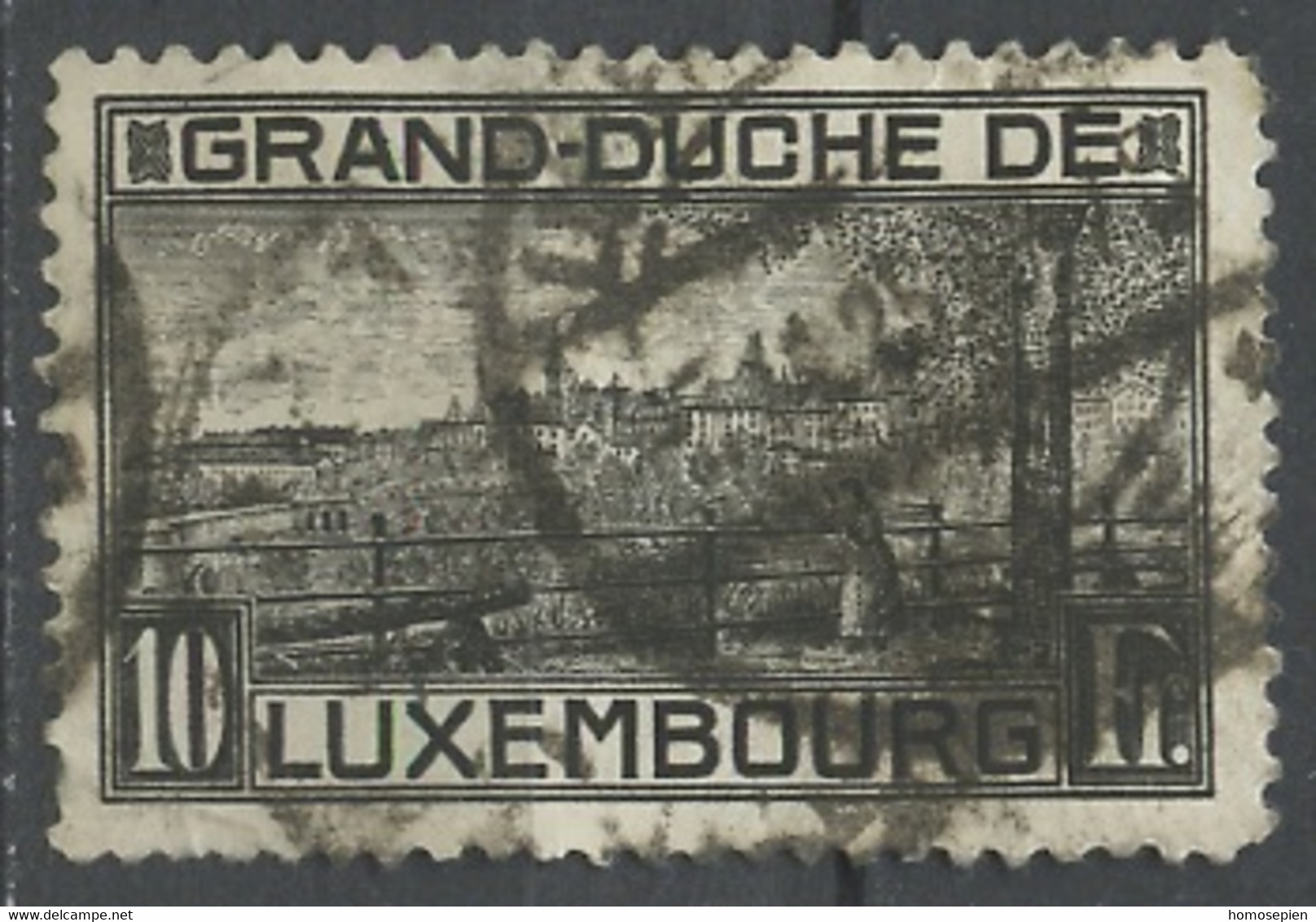 Luxembourg - Luxemburg 1923 Y&T N°141 - Michel N°143 (o) - 10f Vue De Luxembourg - 1921-27 Charlotte Frontansicht