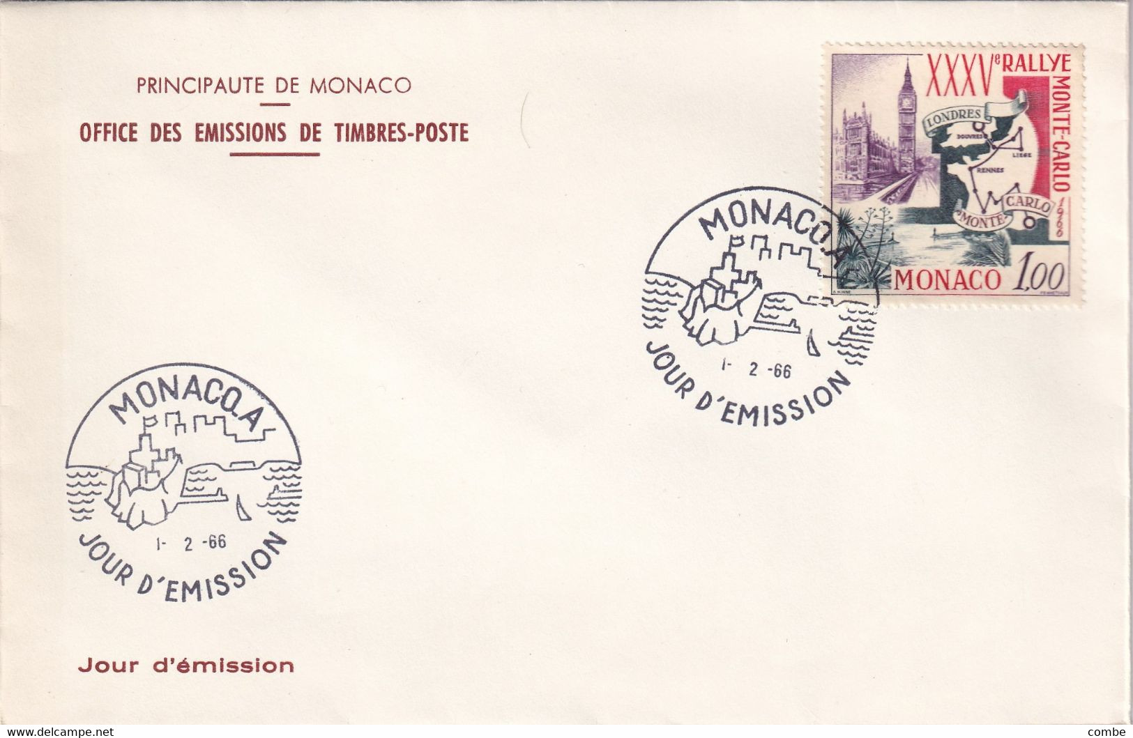 LETTRE. MONACO. XXXV° RALLYE MONTE-CARLO. N* 689. JOUR D'EMISSION - Covers & Documents