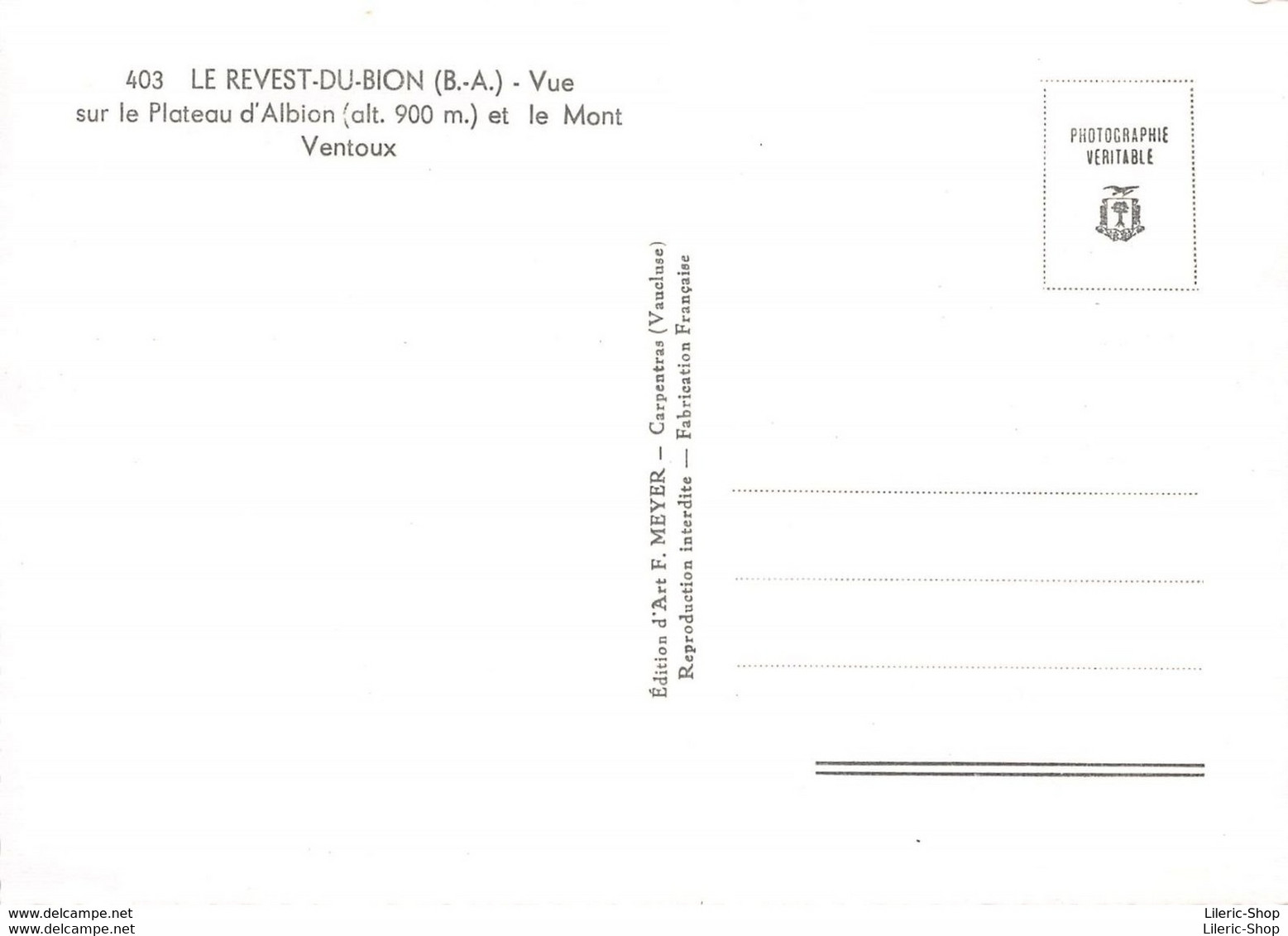 [04] LE REVEST-DU-BION - VUE SUR LE PLATEAU D'ALBION ET LE MONT VENTOUX - Cpsm GF Dentelée ± 1960 ♥♥♥ - Other & Unclassified