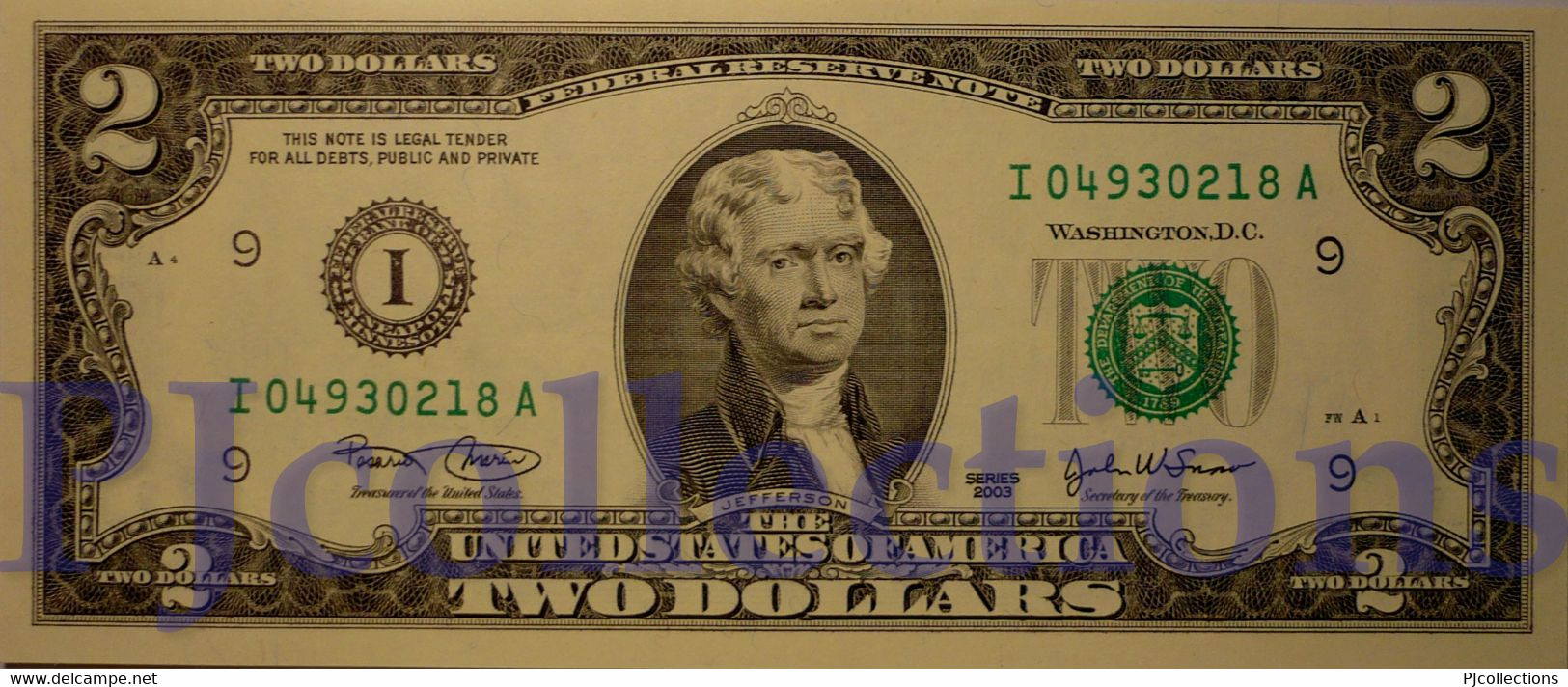 UNITED STATES OF AMERICA 2 DOLLARS 2003 PICK 516a PREFIX "I" UNC - Federal Reserve (1928-...)