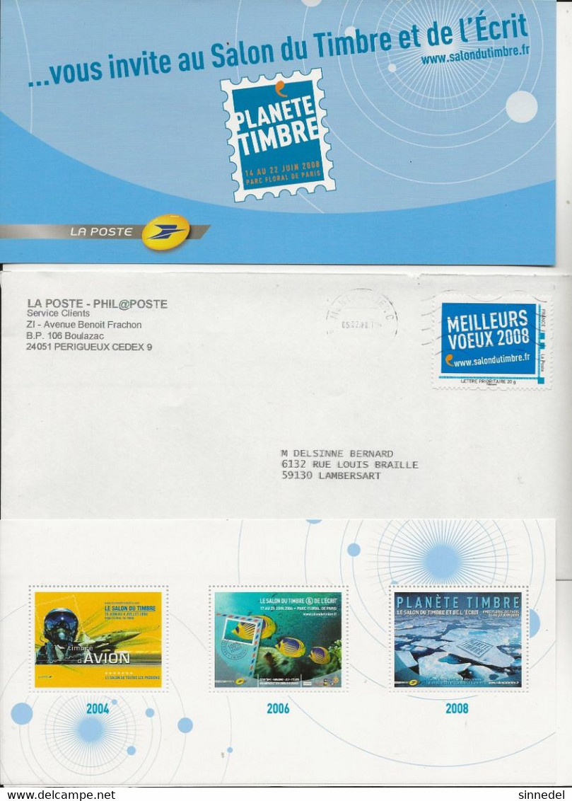MON TIMBRE A MOI PHIL@POSTE LETTRE PRIORITAIRE  20 GRS  Meilleurs Voeux 2008 LE TIMBRE + FEUILLET DE VIGNETTE  + CARTE - Covers & Documents