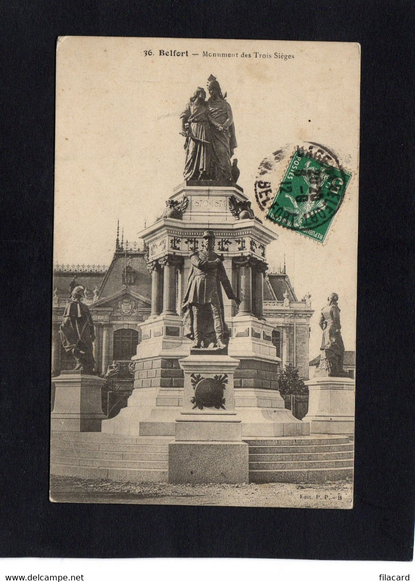 119074        Francia,      Belfort,      Monument  Des   Trois  Sieges,   VG   1912 - Belfort – Siège De Belfort