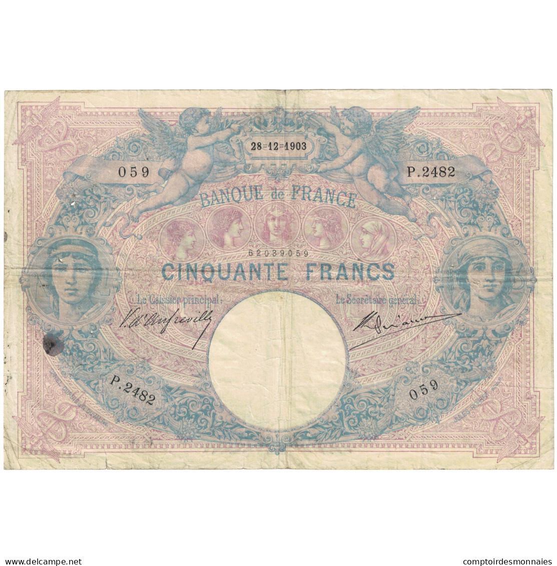 France, 50 Francs, 1903, P.2482, TB, Fayette:14.15, KM:64c - 50 F 1889-1927 ''Bleu Et Rose''