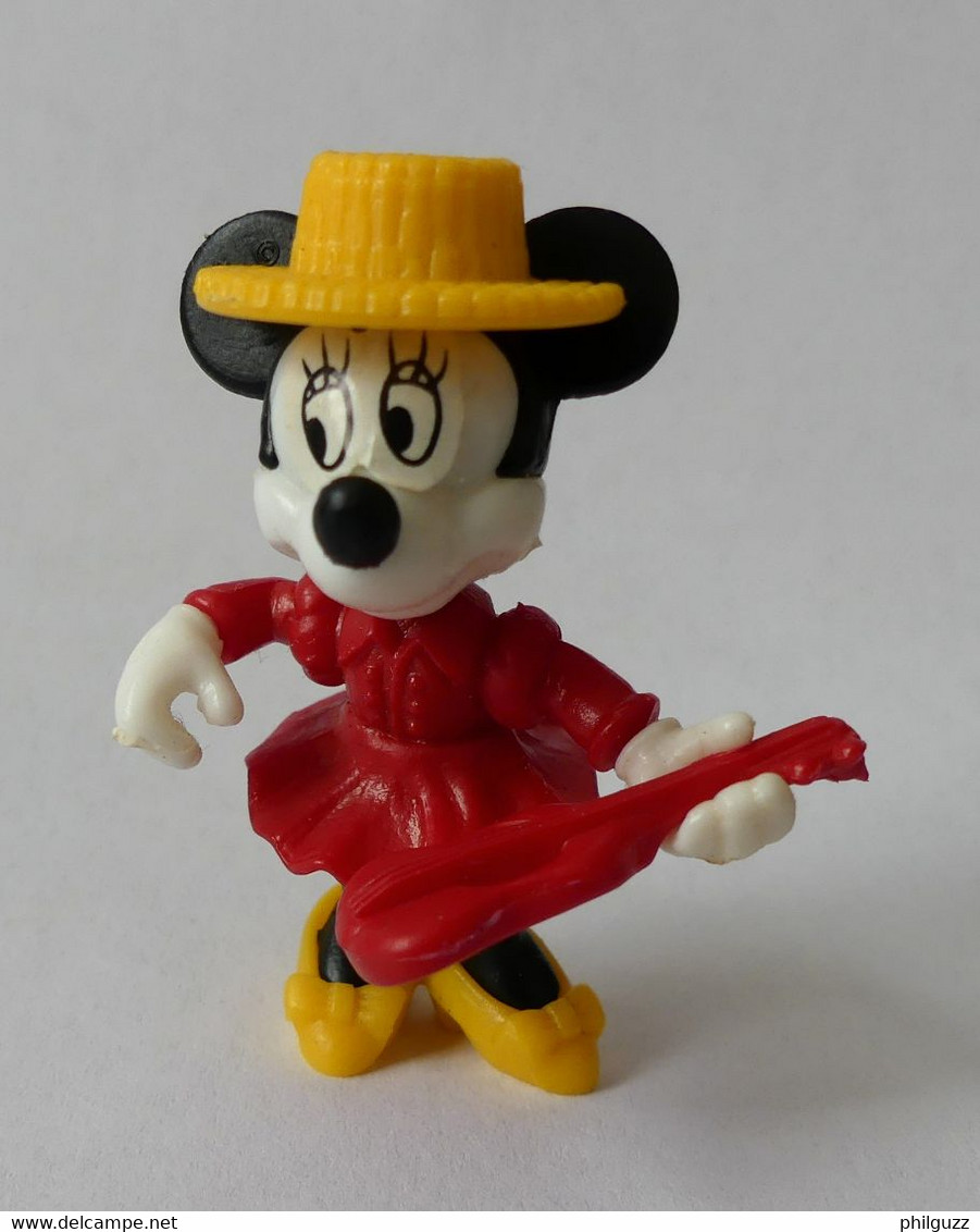 FIGURINE KINDER DISNEY MONTABLE PLASTIQUE MINNIE AVEC UNE GUITARE 1990 COMPLET - Montables