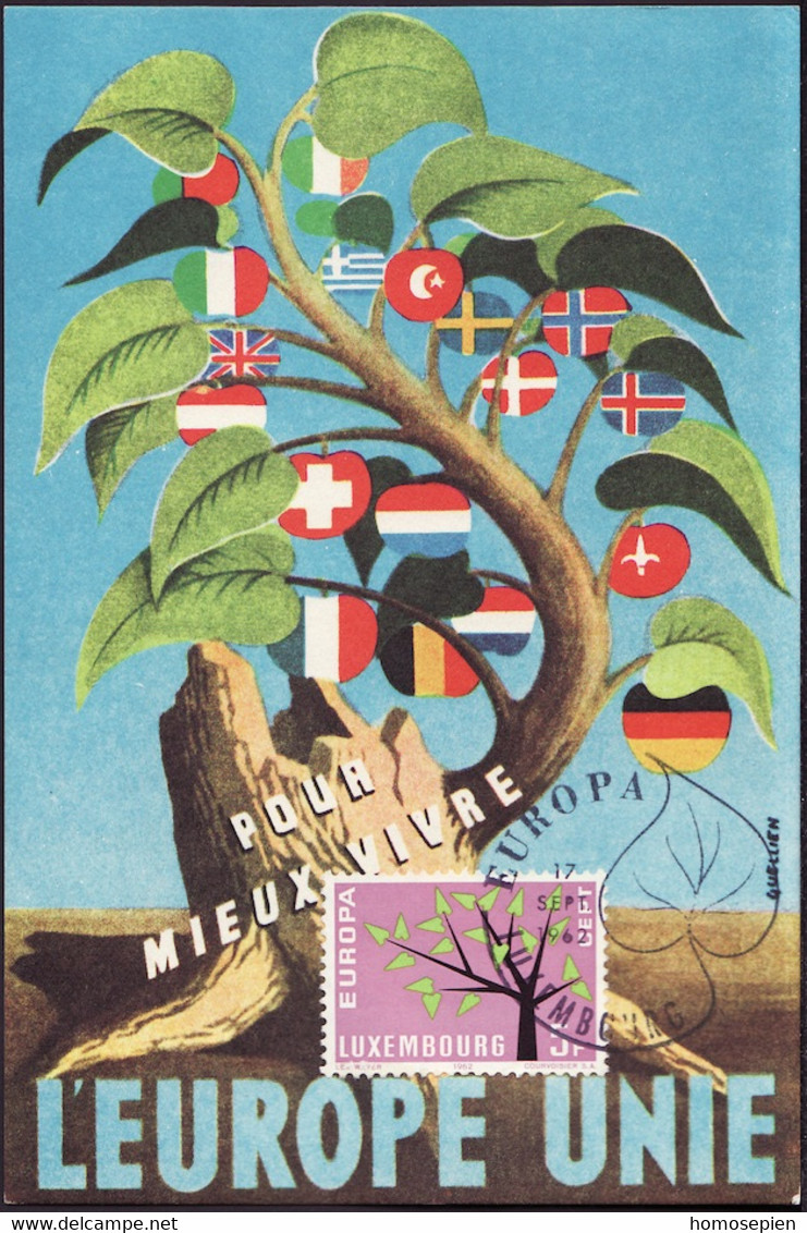 Luxembourg - Luxemburg CM 1962 Y&T N°613 - Michel N°MK658 - 5f EUROPA - Maximumkaarten