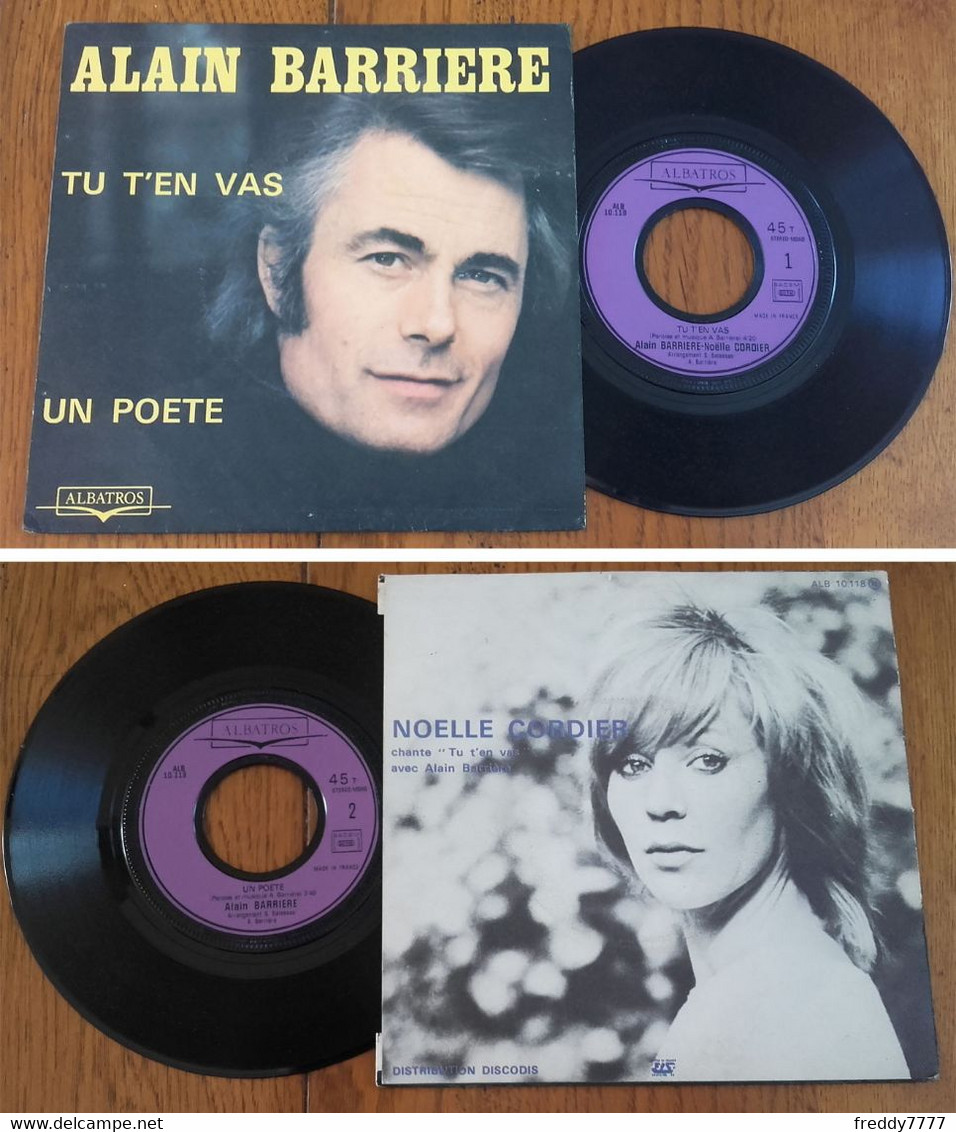 RARE French SP 45t RPM (7") ALAIN BARRIERE «Tu T'en Vas» (w/ Noëlle Cordier, 1975) - Collectors