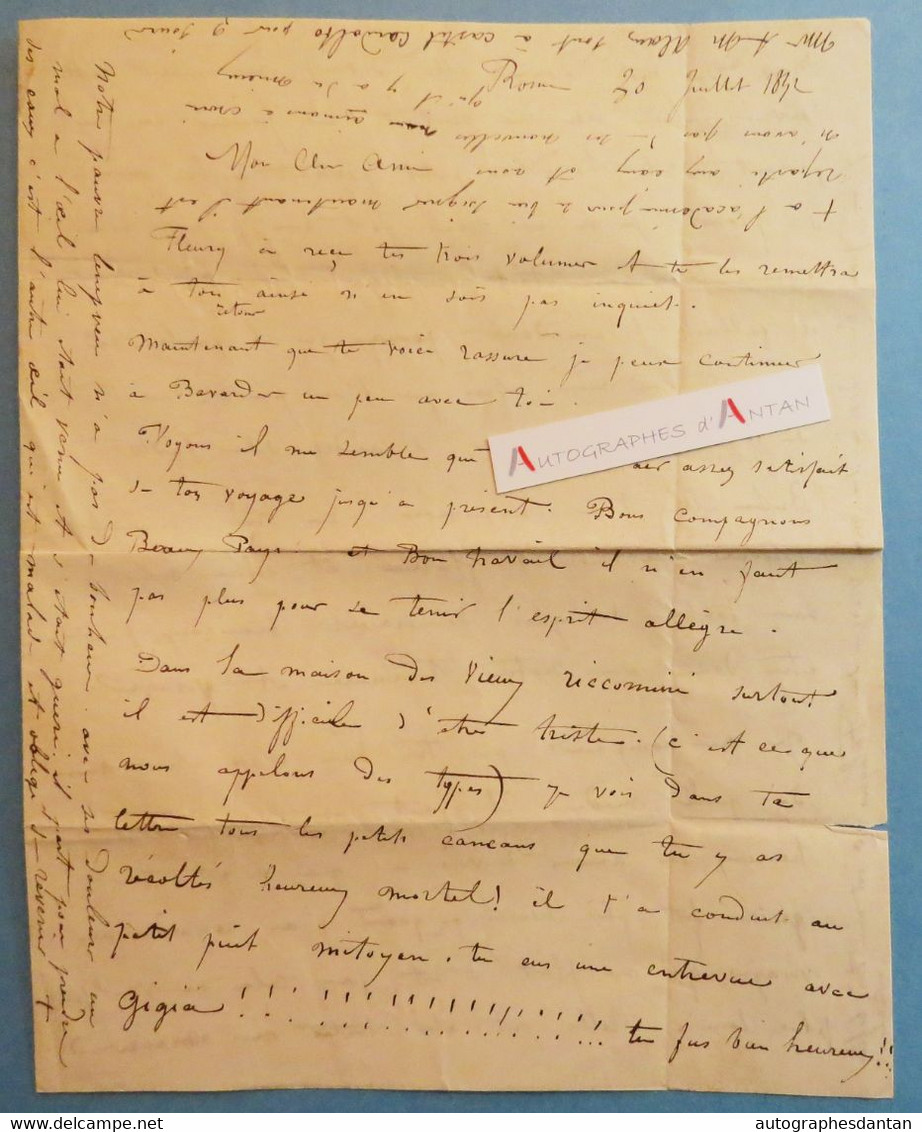 ● L.A.S 1842 Louis DUVEAU Peintre & Illustrateur Né à Saint Malo - à William Bouguereau ? Rome - Lettre - Painters & Sculptors