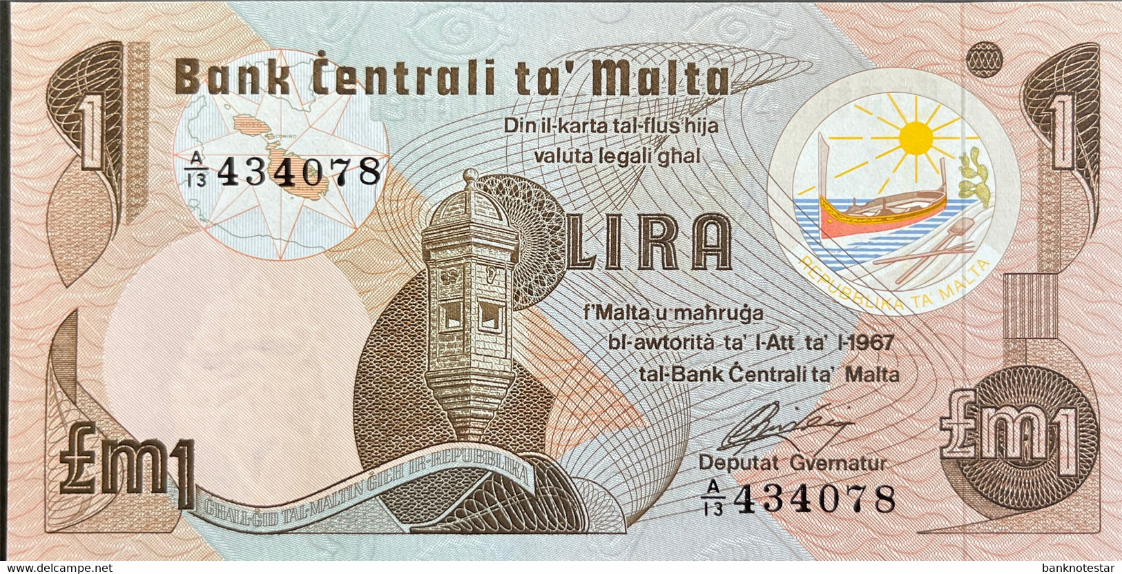 Malta 1 Lira, P-34b (1979) - UNC - Malta