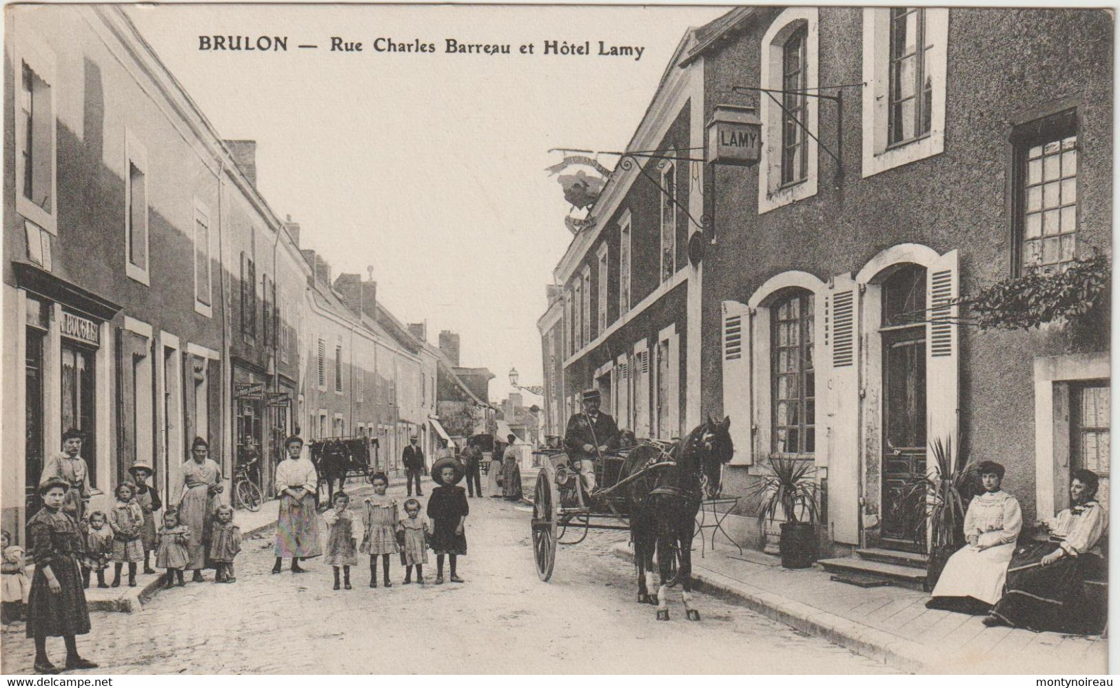 Sarthe : BRULON : Rue  Charles  Barreau  Et  Hôtel  Lamy - Brulon