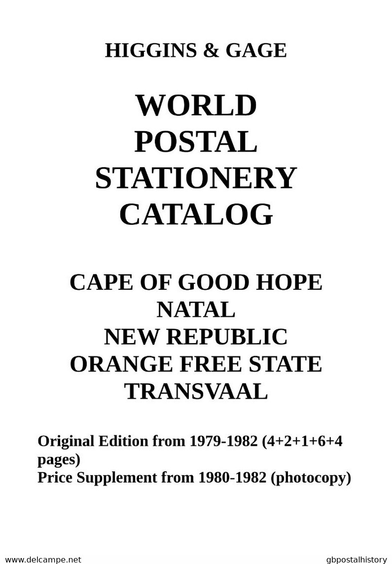 Higgins & Gage WORLD POSTAL STATIONERY CATALOG SOUTH AFRICAN STATES PDF-File - Sonstige & Ohne Zuordnung